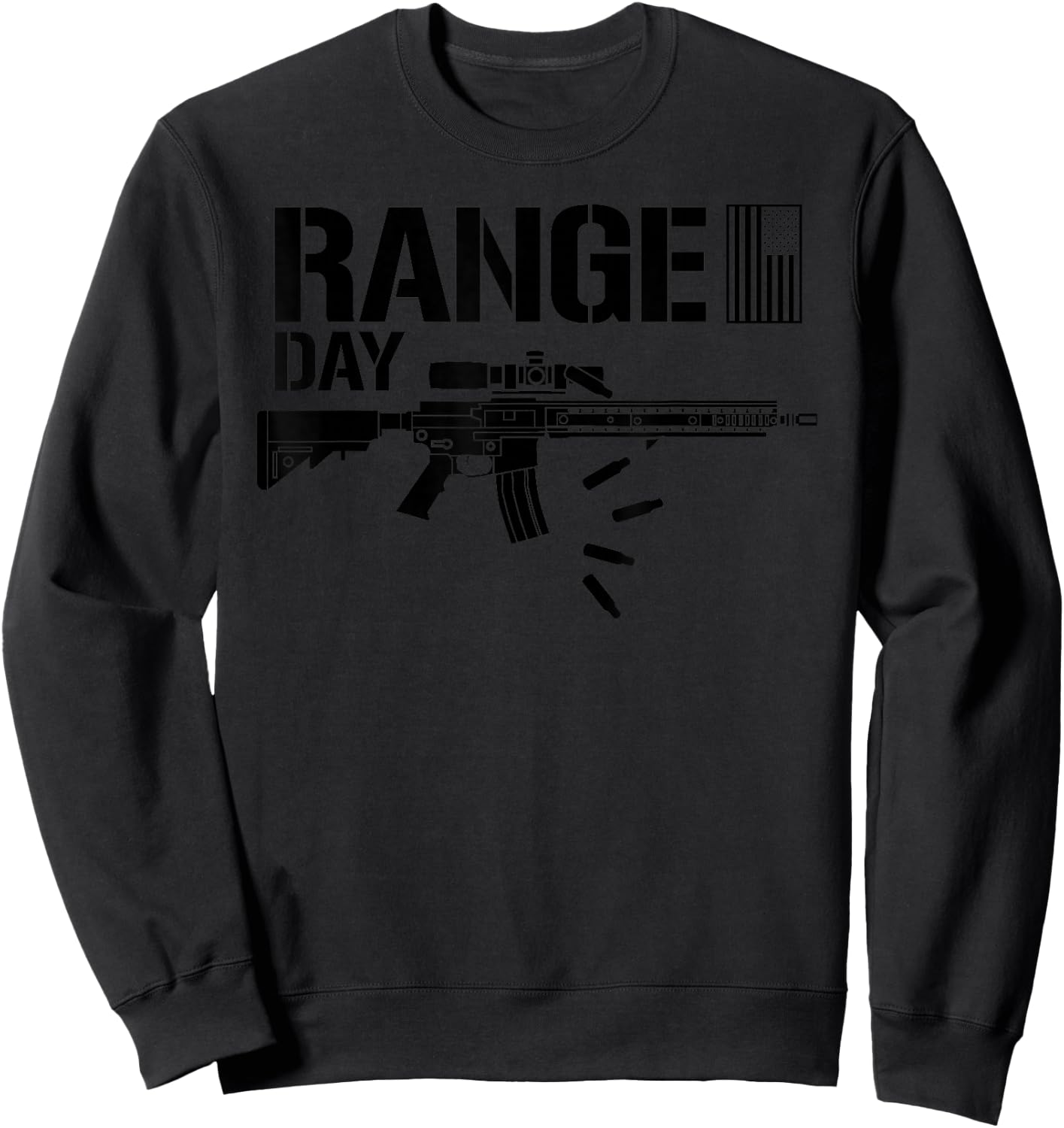 Military Rifle Range Day American Flag Bullet Semi Automatic Sweatshirt - Sweatshirt | Black