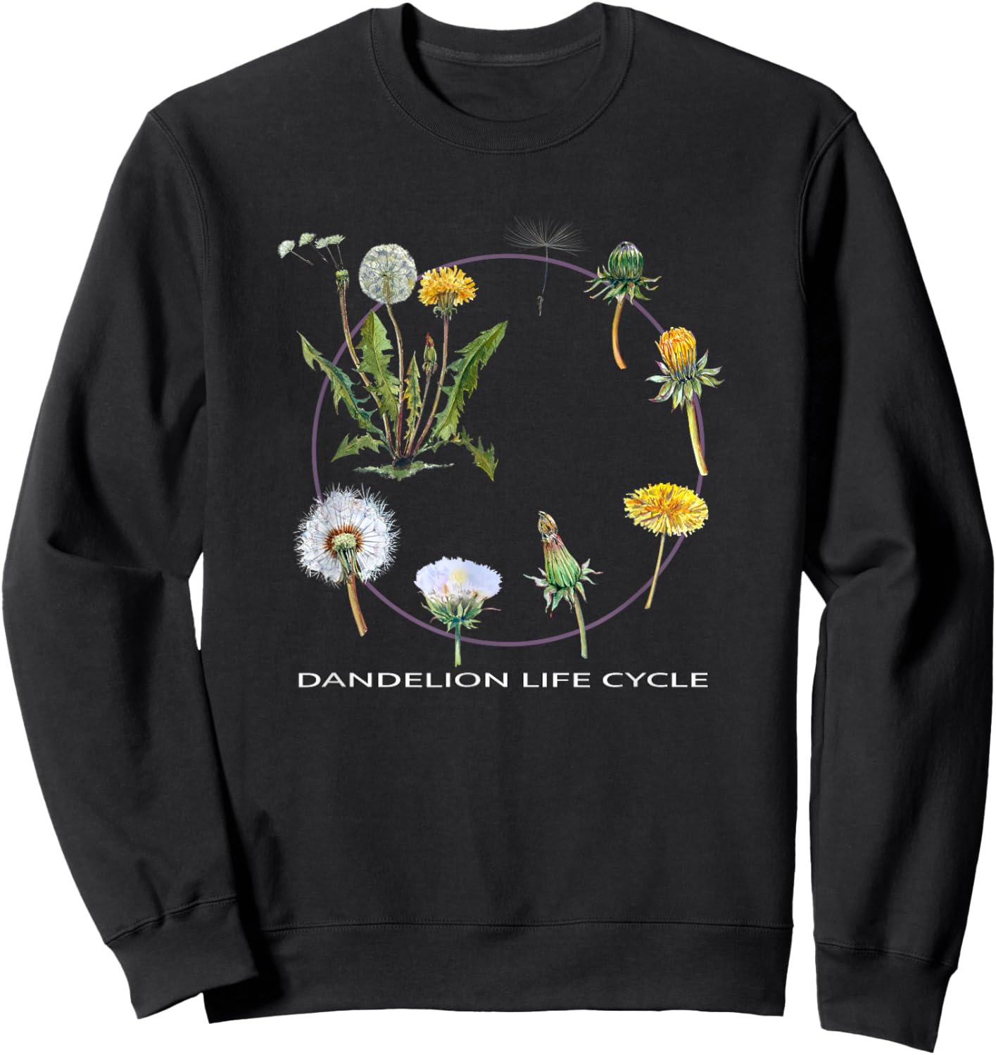 Dandelion Life Cycle Design Gardening Plant Growth Stages Ar Sweatshirt - Sweatshirt | Black
