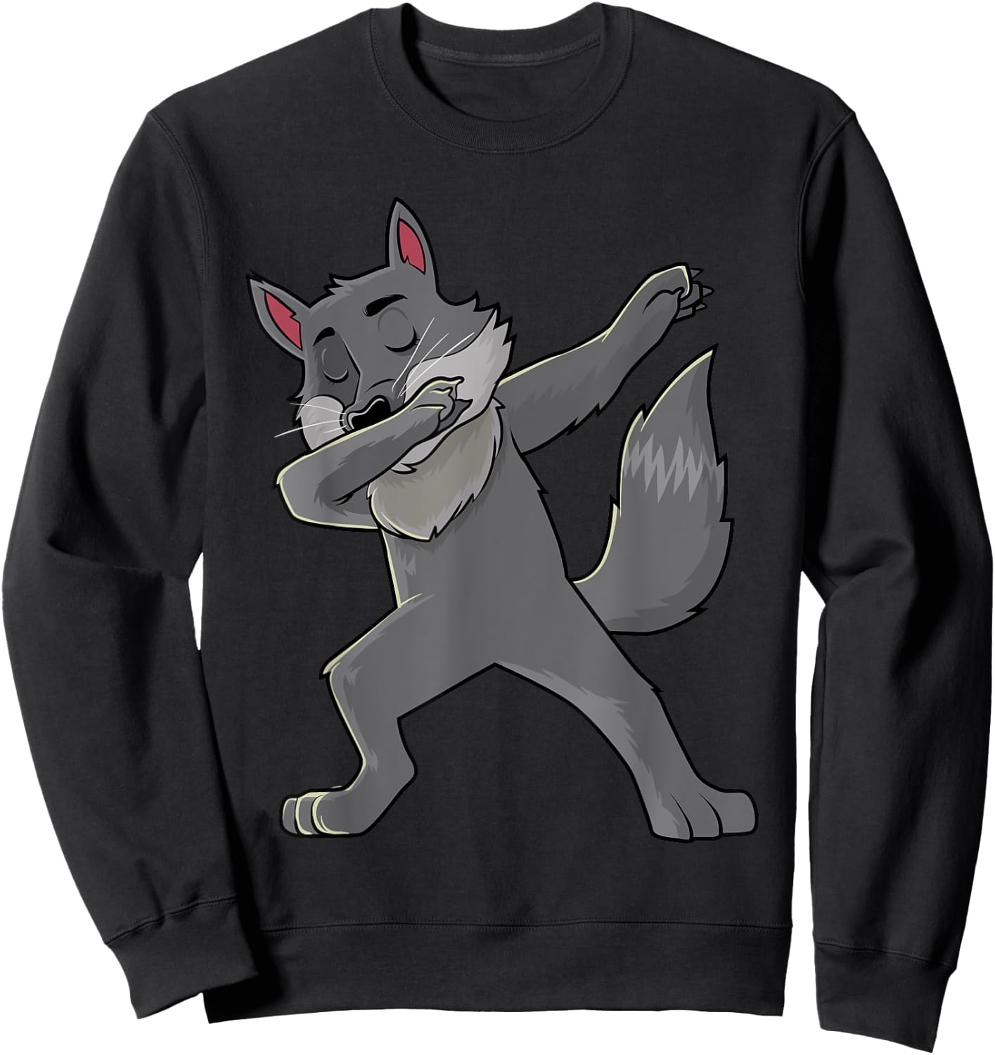 Dabbing Wolf Wolves Animal Lover Men Women Kids Sweatshirt - Sweatshirt | Black
