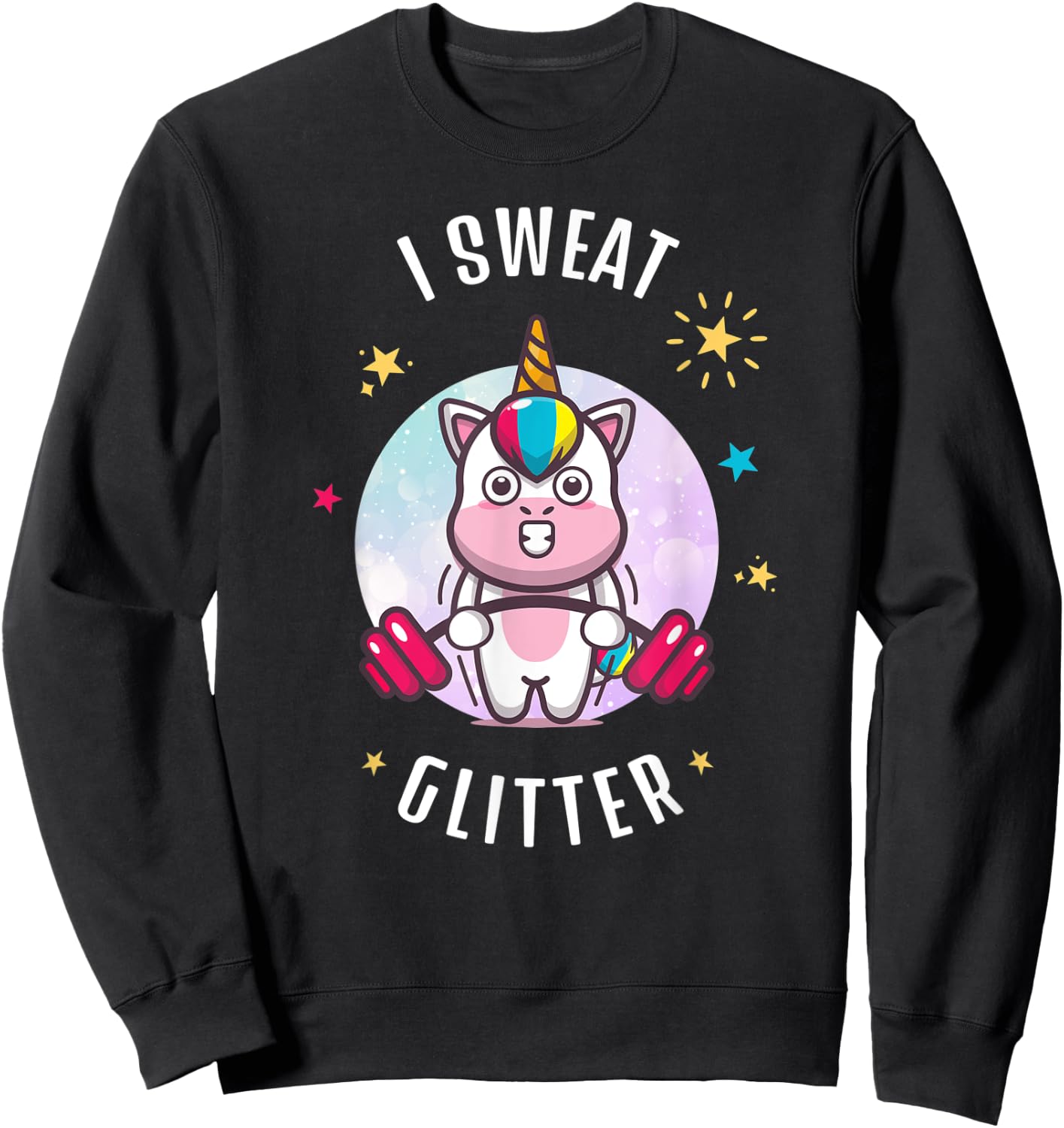 I Sweat Glitter - Funny Unicorn Sassy Fitness Workout Sweatshirt - Sweatshirt | Black