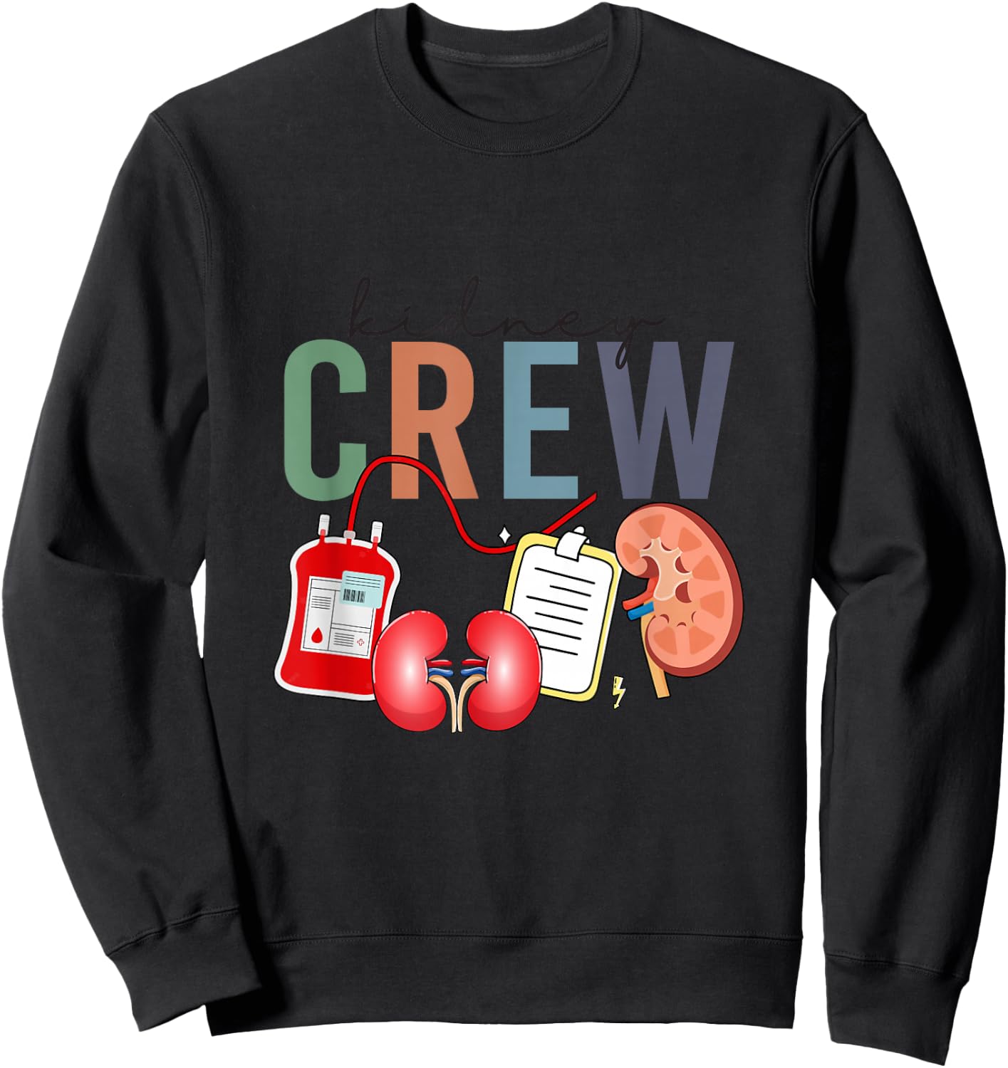 Kidney Crew Vintage Dialysis Technician Nephrology Nurse Sweatshirt - Sweatshirt | Black
