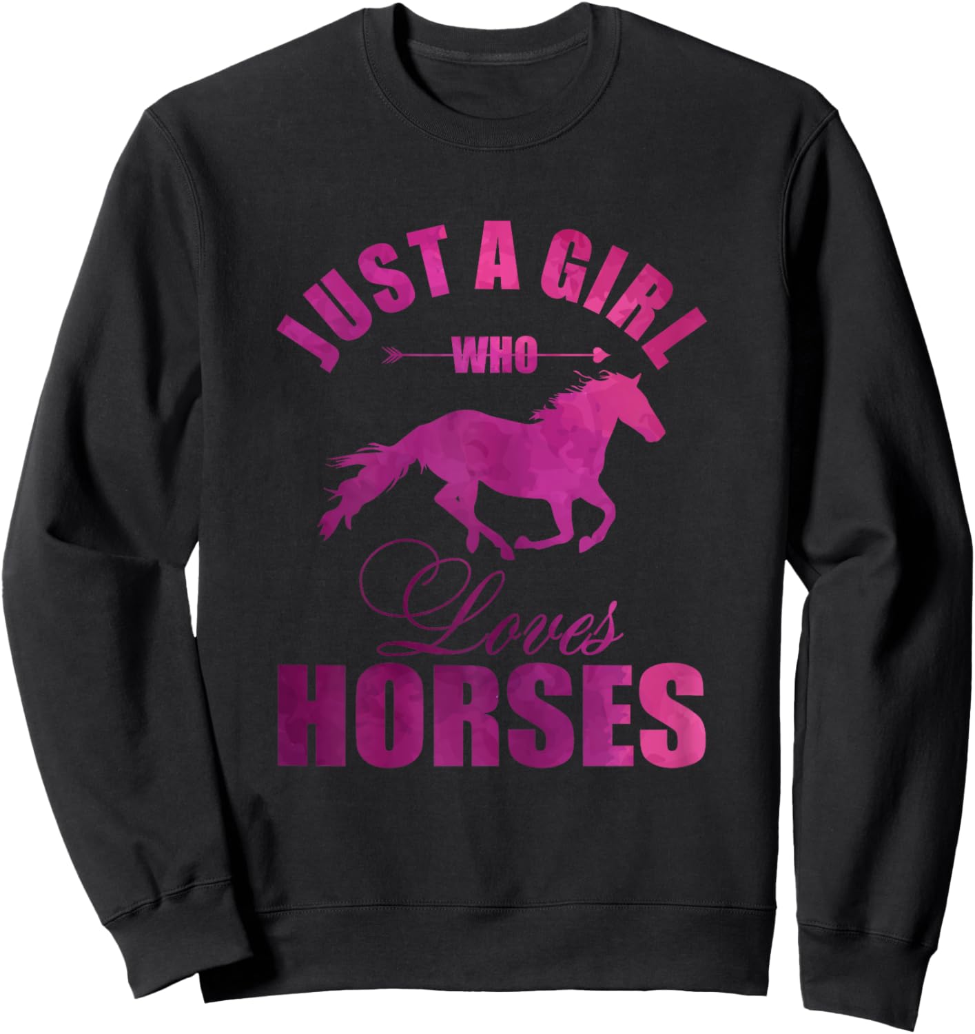 Just A Girl Who Loves Horses Watercolor Horse Sweatshirt - Sweatshirt | Black