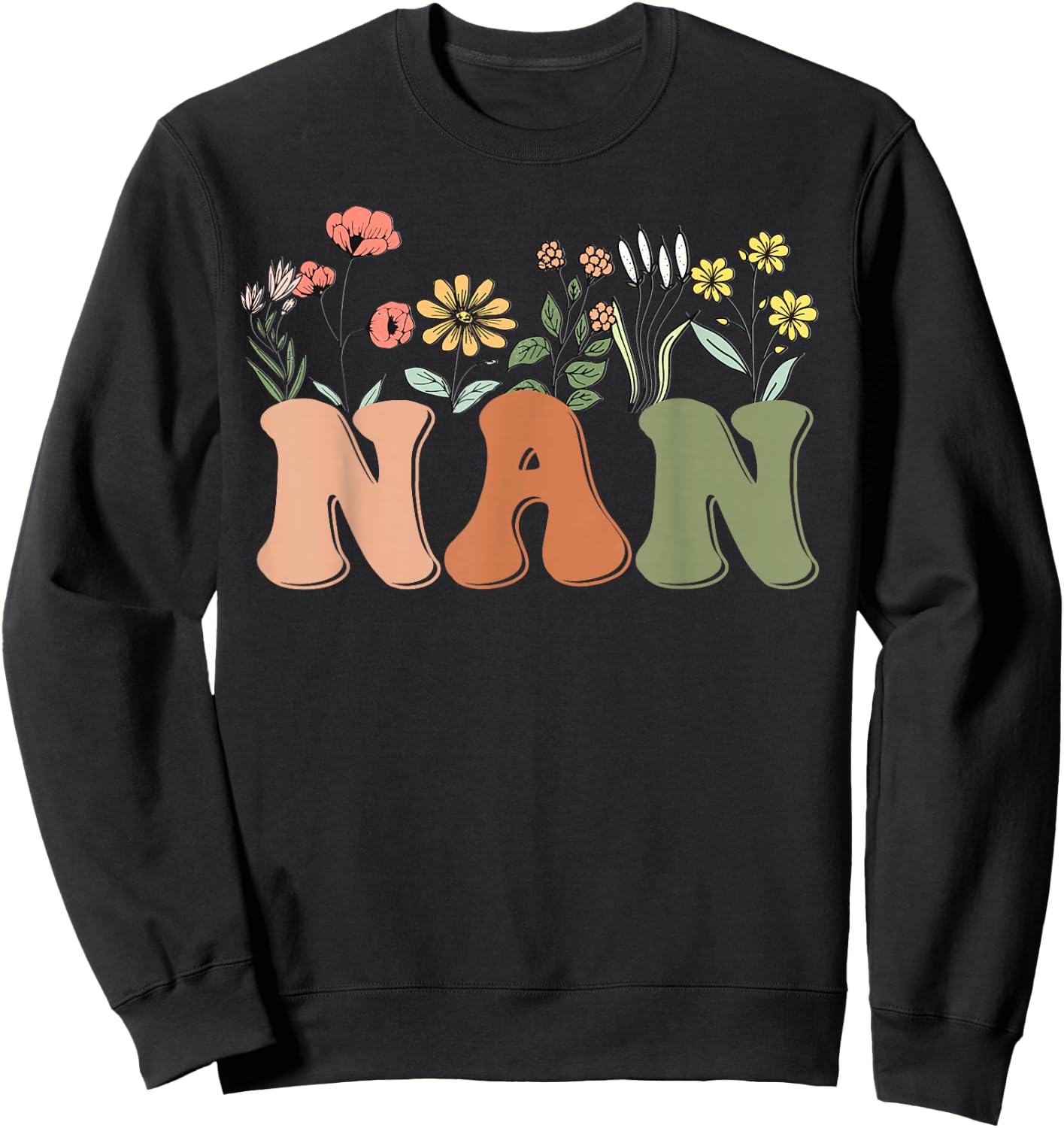 Wildflowers Nan Floral Mother's Day Nan Sweatshirt - Sweatshirt | Black