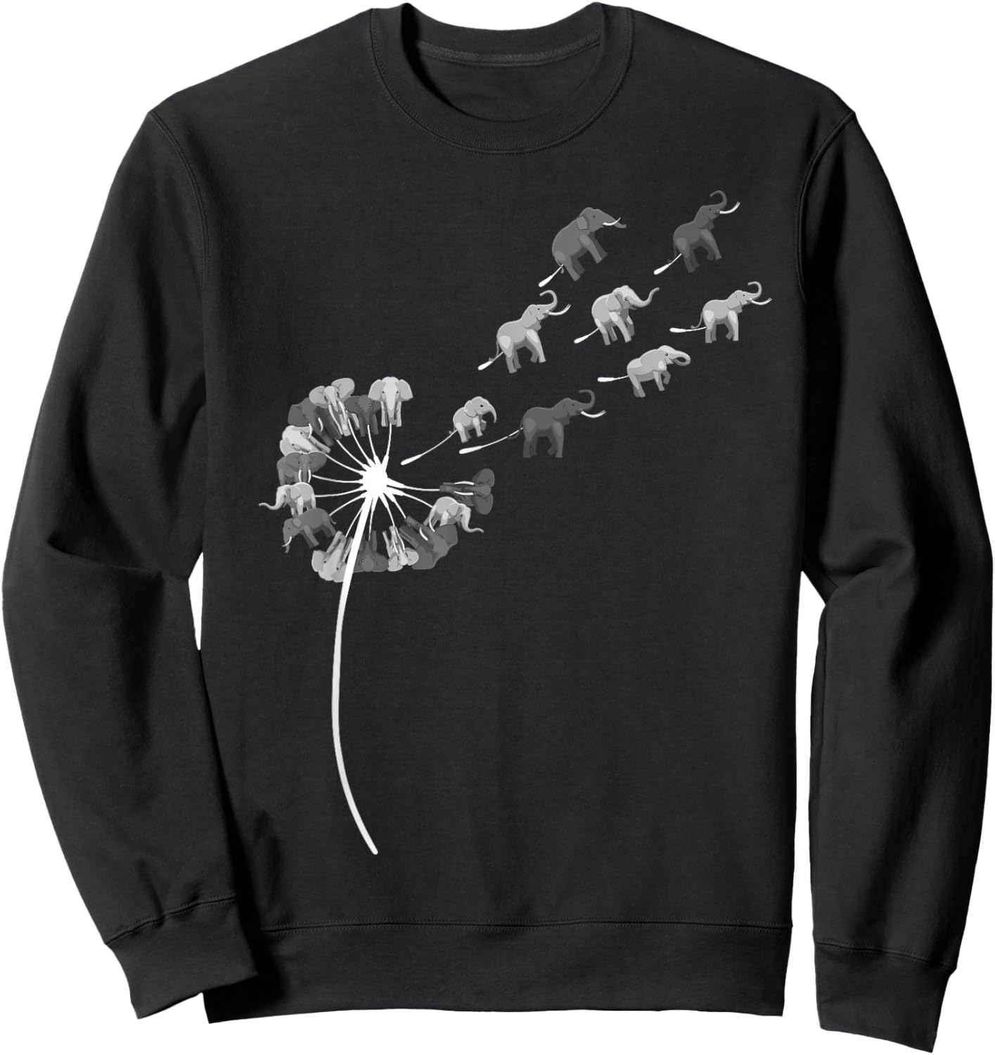 Dandelion Elephants Stuff for Elephant Lover | Elephant Sweatshirt - Sweatshirt | Black