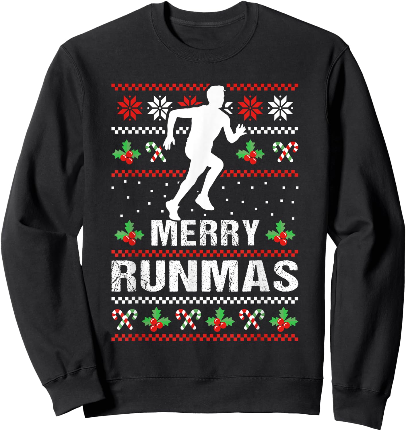 Marathon Merry Runmas Xmas Runner Sweatshirt - Sweatshirt | Black