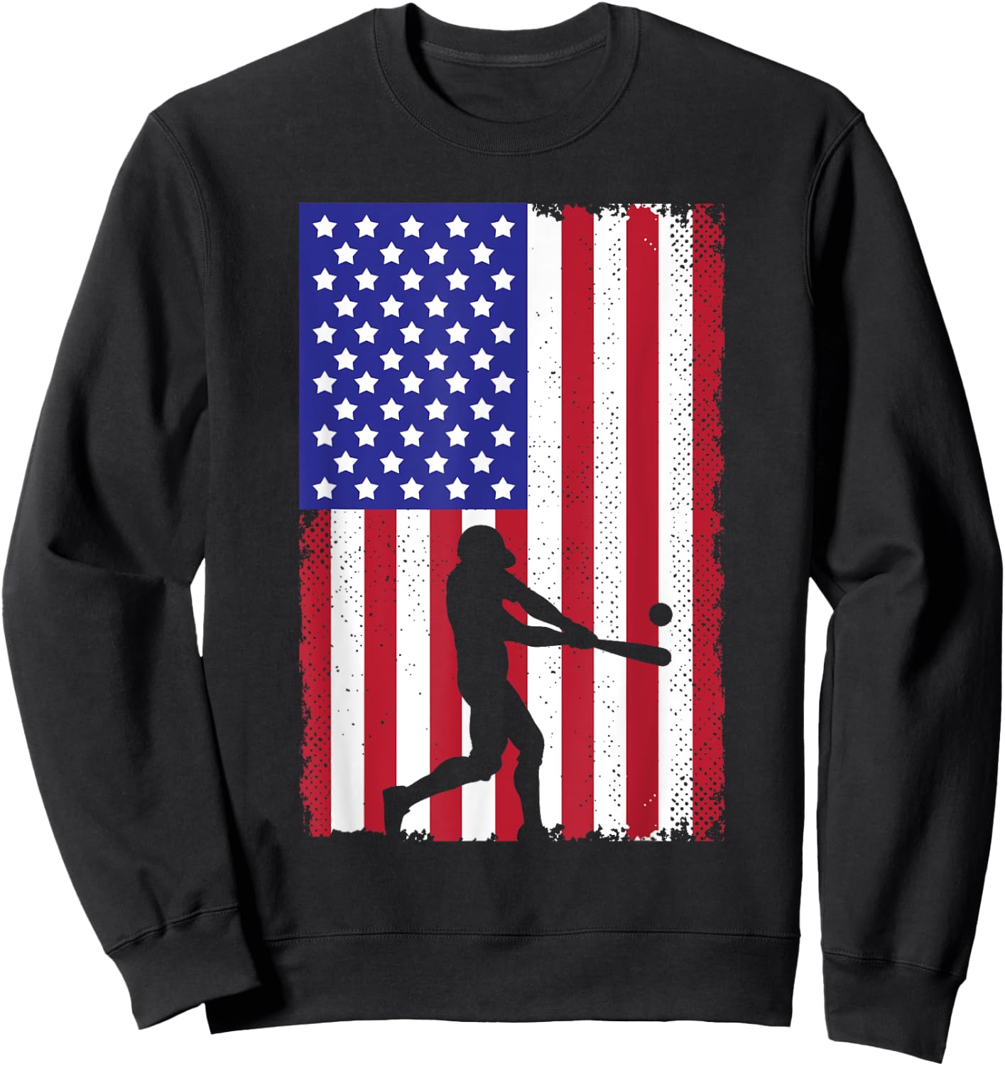 Cool Baseball Women Boys USA Player US American Flag Sweatshirt - Sweatshirt | Black