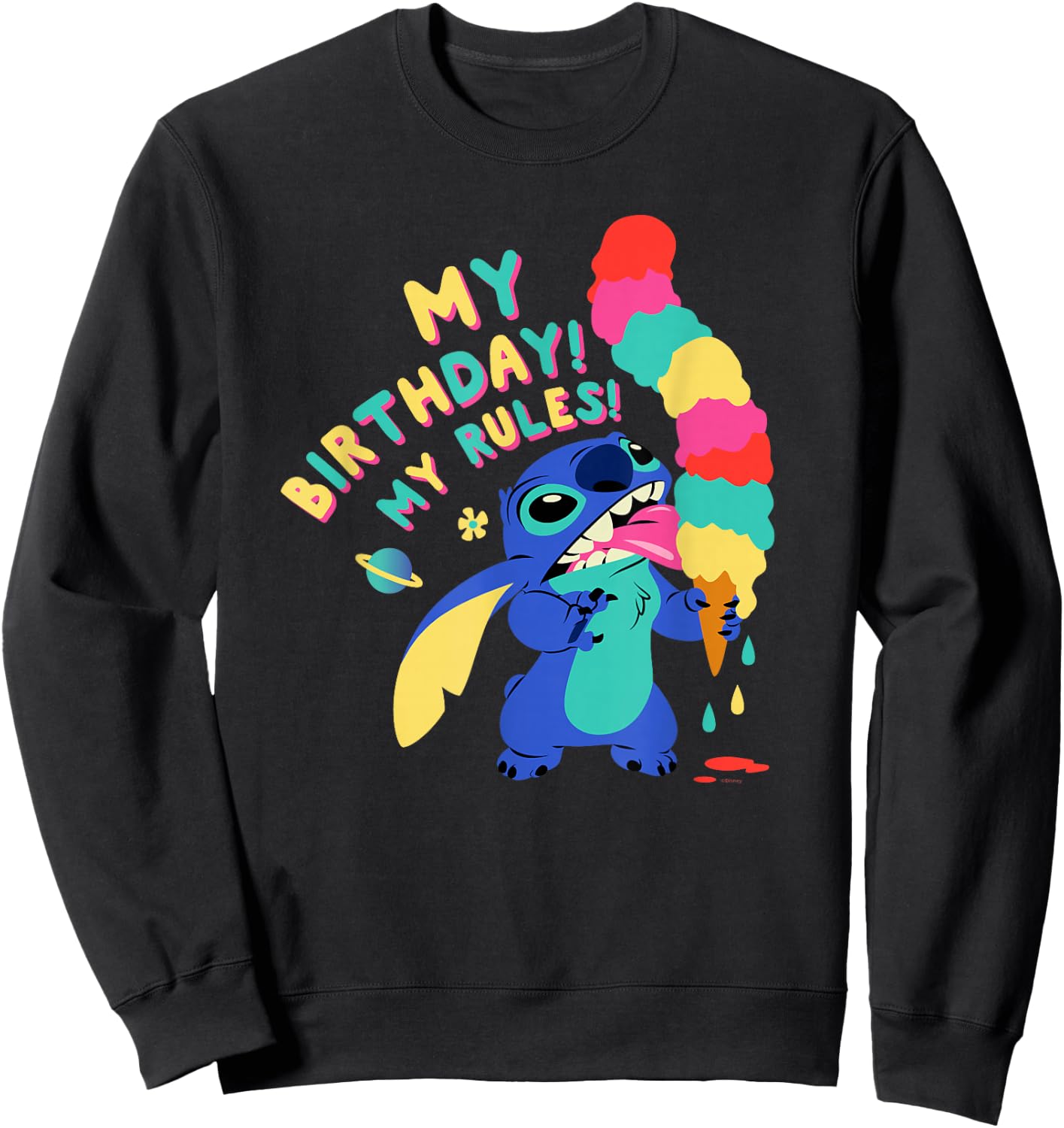 Disney Lilo & Stitch Ice Cream Cone My Birthday! My Rules! Sweatshirt - Sweatshirt | Black