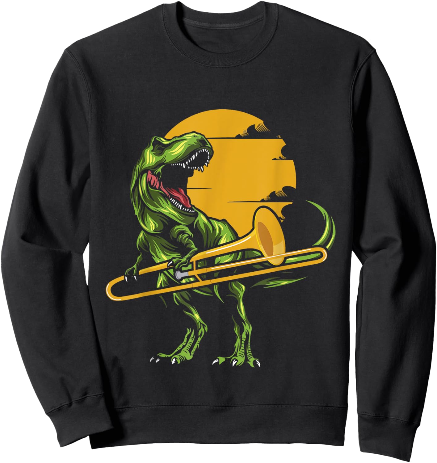 T Rex Trombone Player - Dino Trombonist Jazz Music Lover Sweatshirt - Sweatshirt | Black
