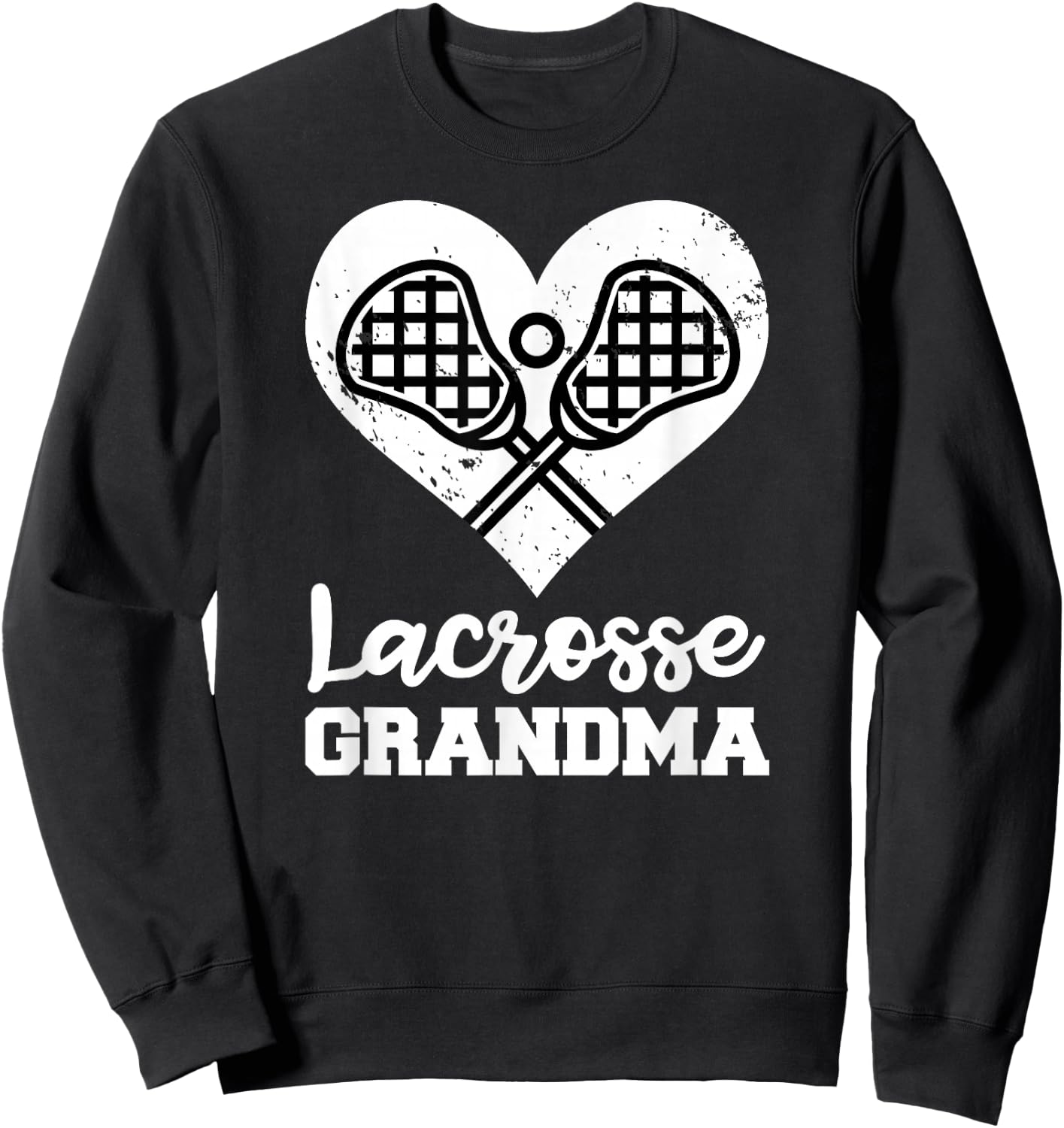 Lacrosse Grandma Heart Funny Lacrosse Player Grandma Sweatshirt - Sweatshirt | Black