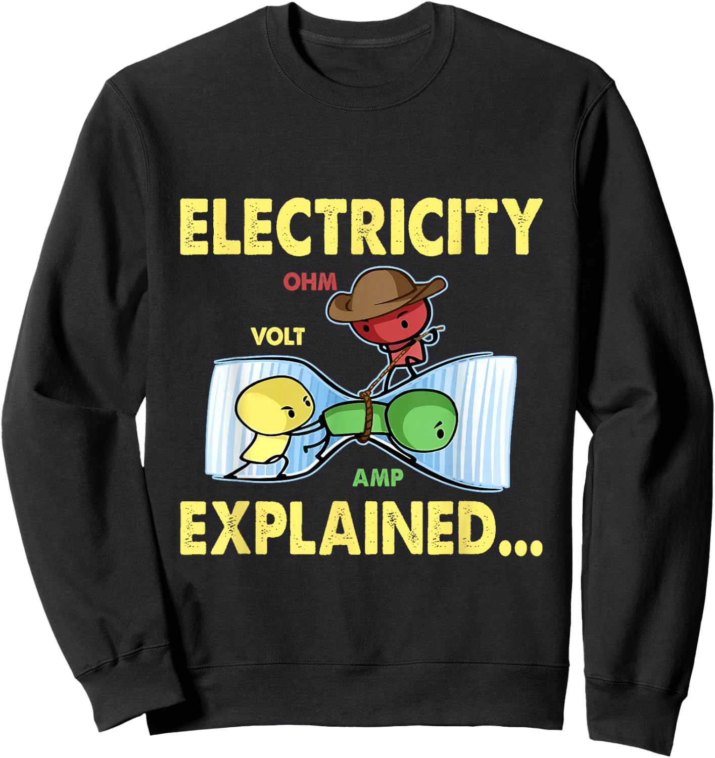 Electricity Explained Volt Ohm Amp Electrician Science Sweatshirt - Sweatshirt | Black