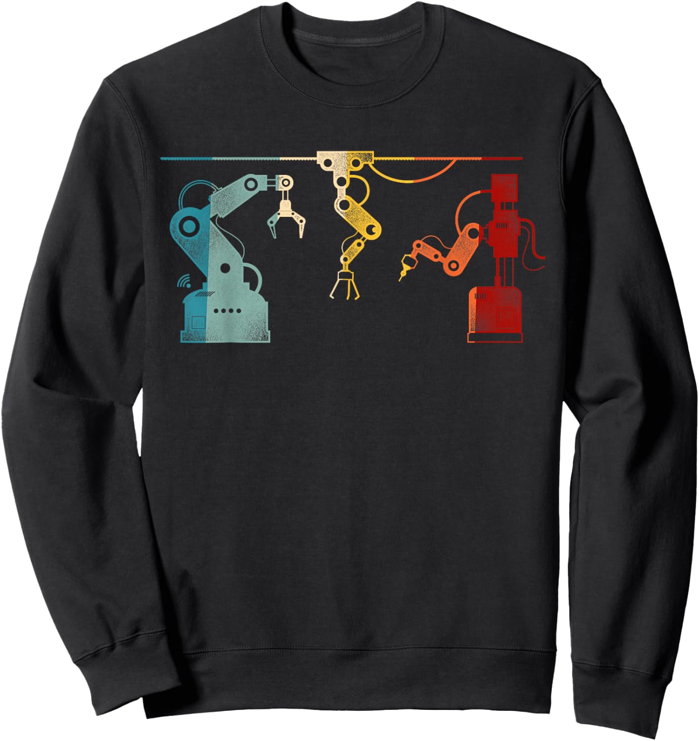 Robot Robotics Engineer Retro Vintage Sweatshirt - Sweatshirt | Black