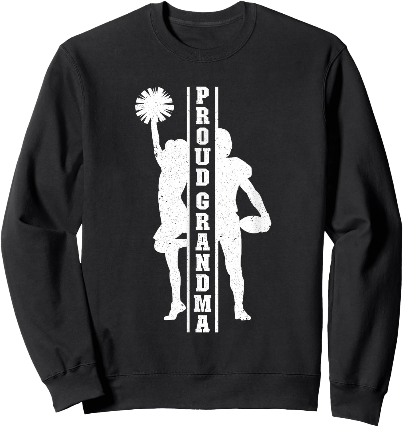 Proud Grandma Of A Football Player & Cheerleader Grandma Sweatshirt - Sweatshirt | Black