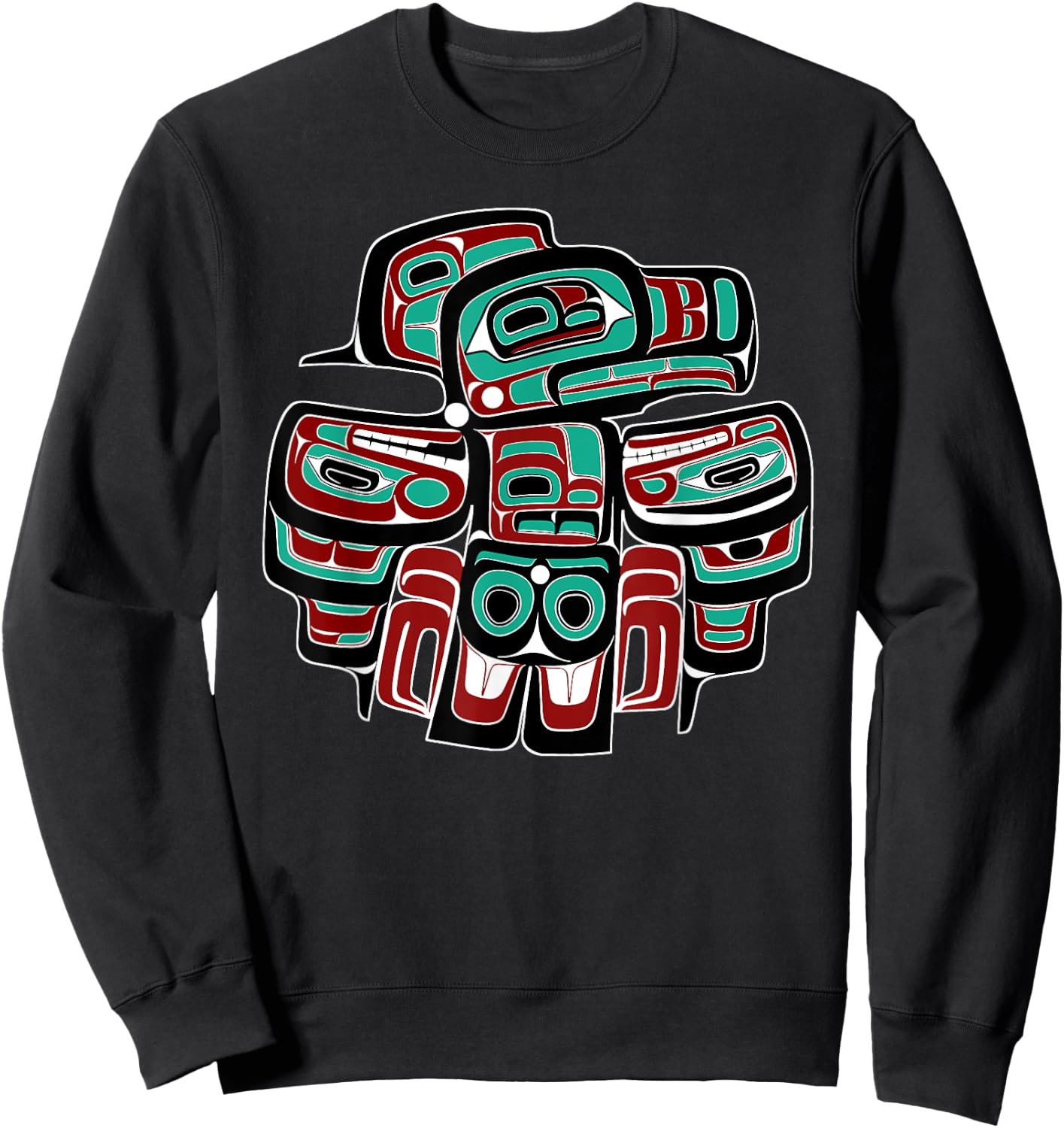 Alaska Native American Art Tlingit Haida Eagle Tribal Clan 2 Sweatshirt - Sweatshirt | Black