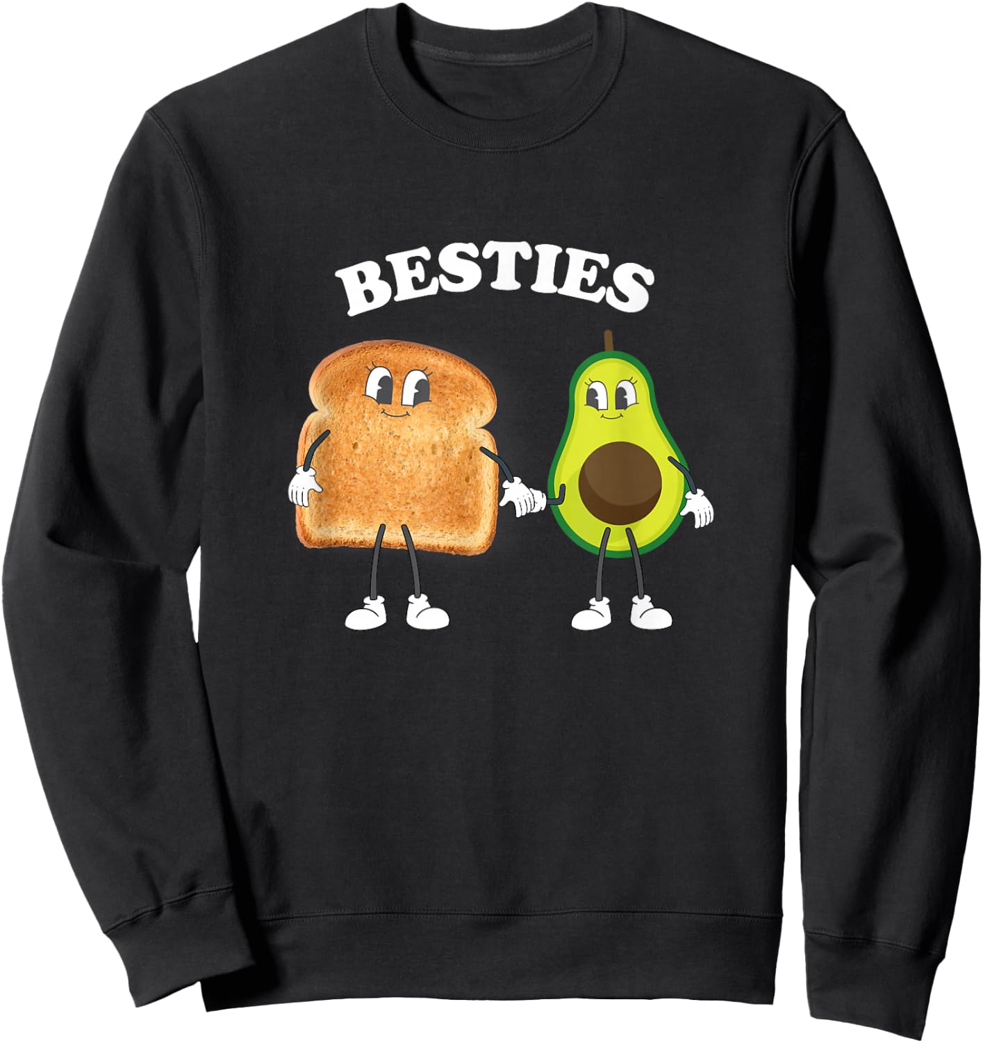Avocado On Toast Cartoon Best Friends Bestie Besties Vegan Sweatshirt - Sweatshirt | Black