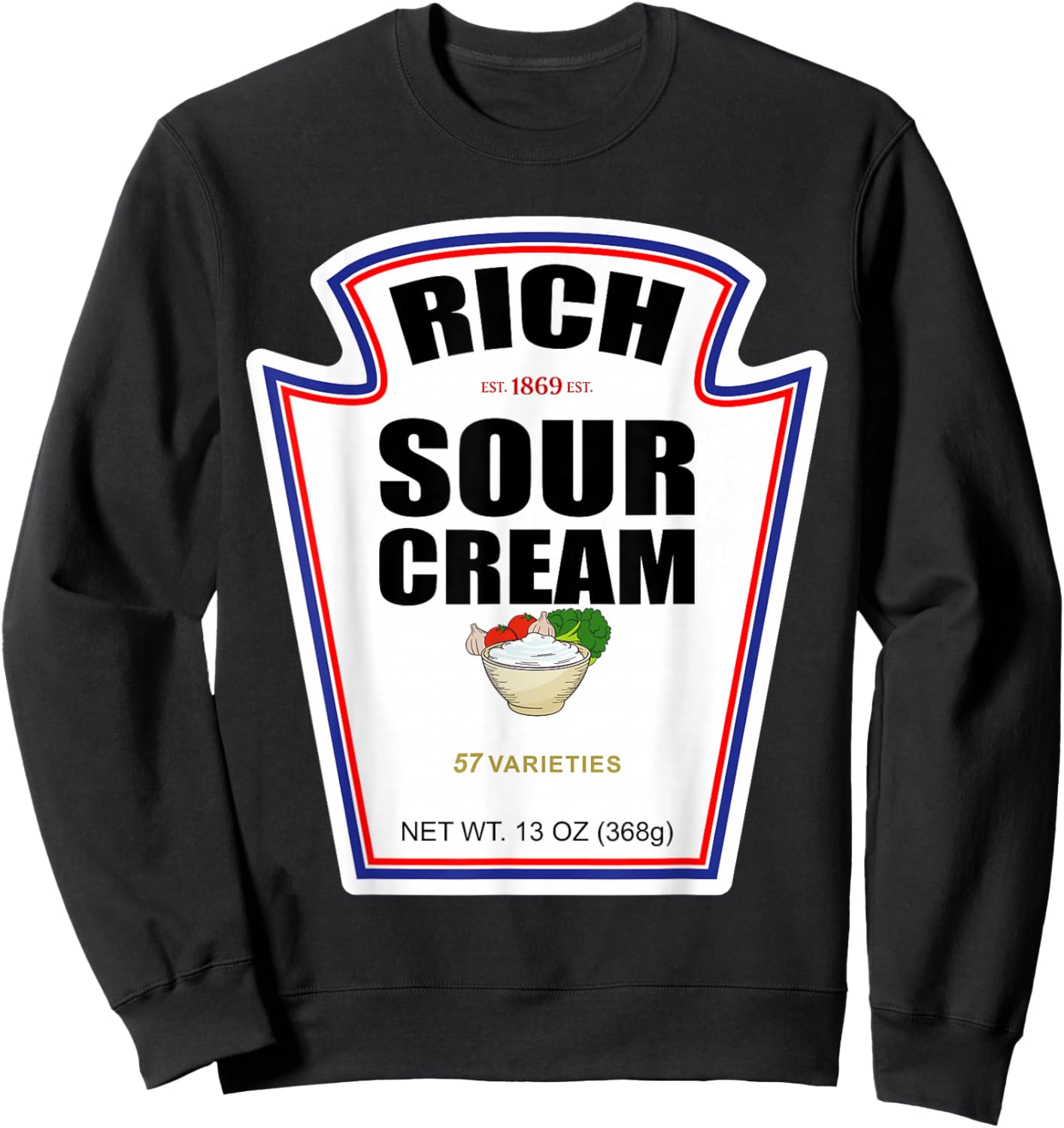 Halloween Matching Costume Rich Sour Cream Bottle Label Sweatshirt - Sweatshirt | Black