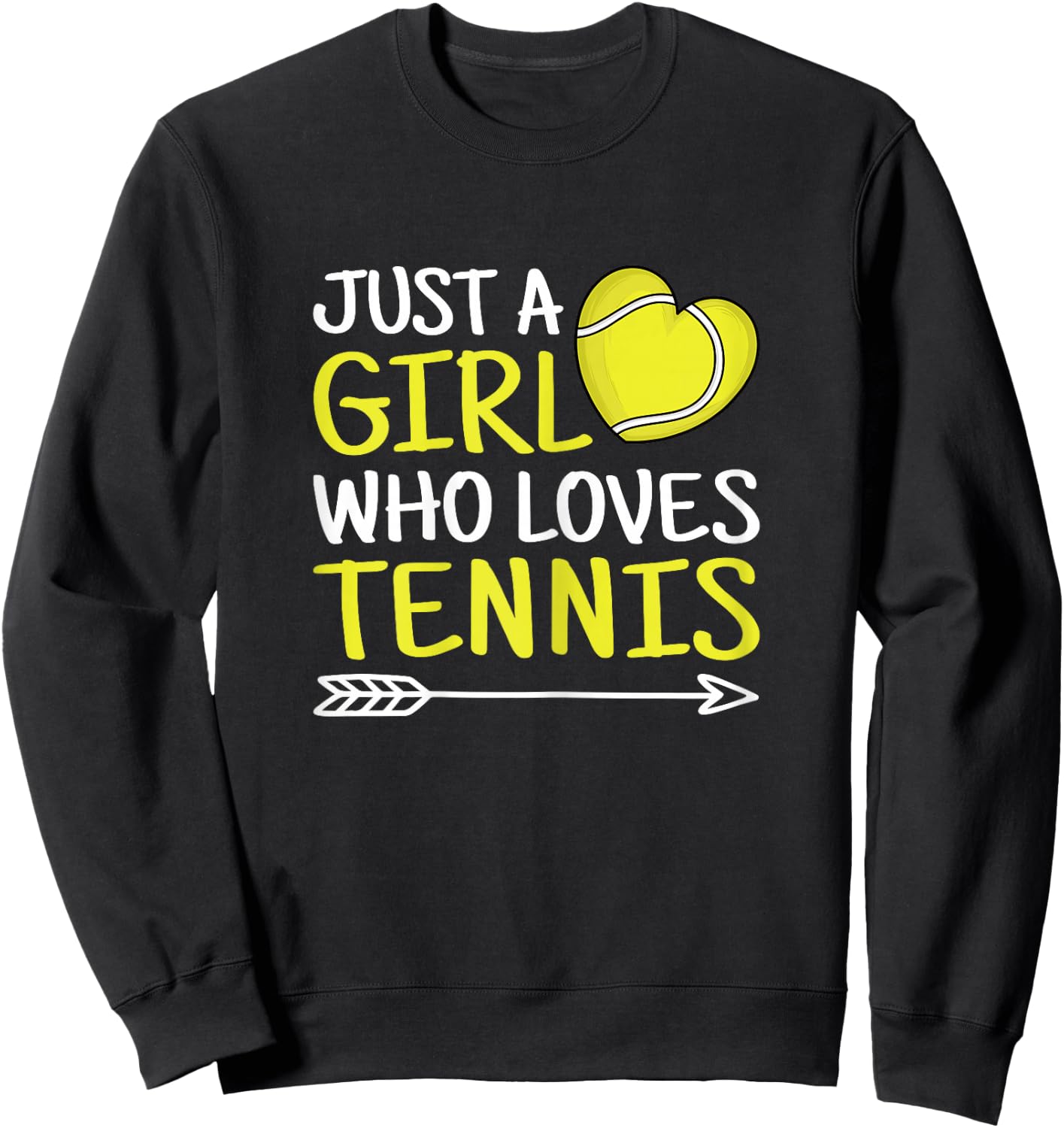 Just A Girl Who Loves Tennis Cute Tennis Lover Girls Kids Sweatshirt - Sweatshirt | Black