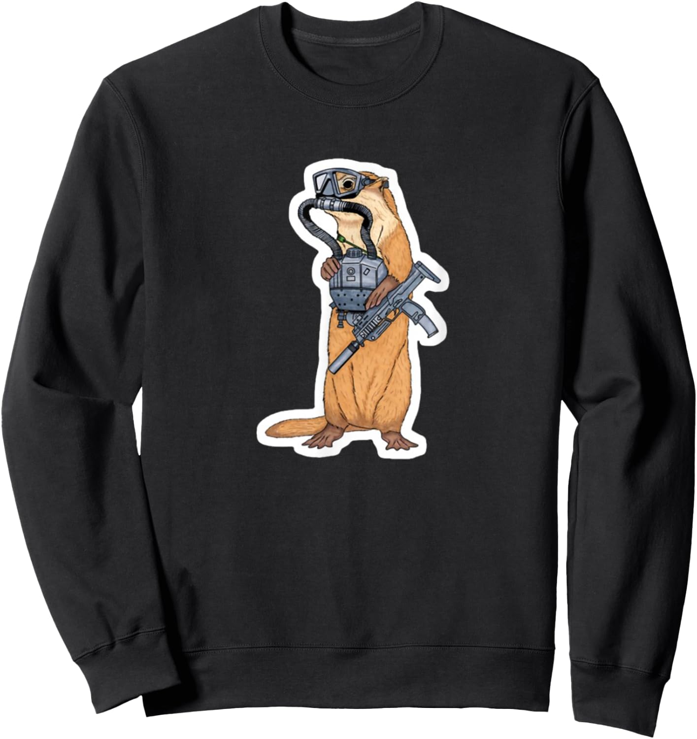 Cute Tactical Operator Military Otter Veteran Sweatshirt - Sweatshirt | Black