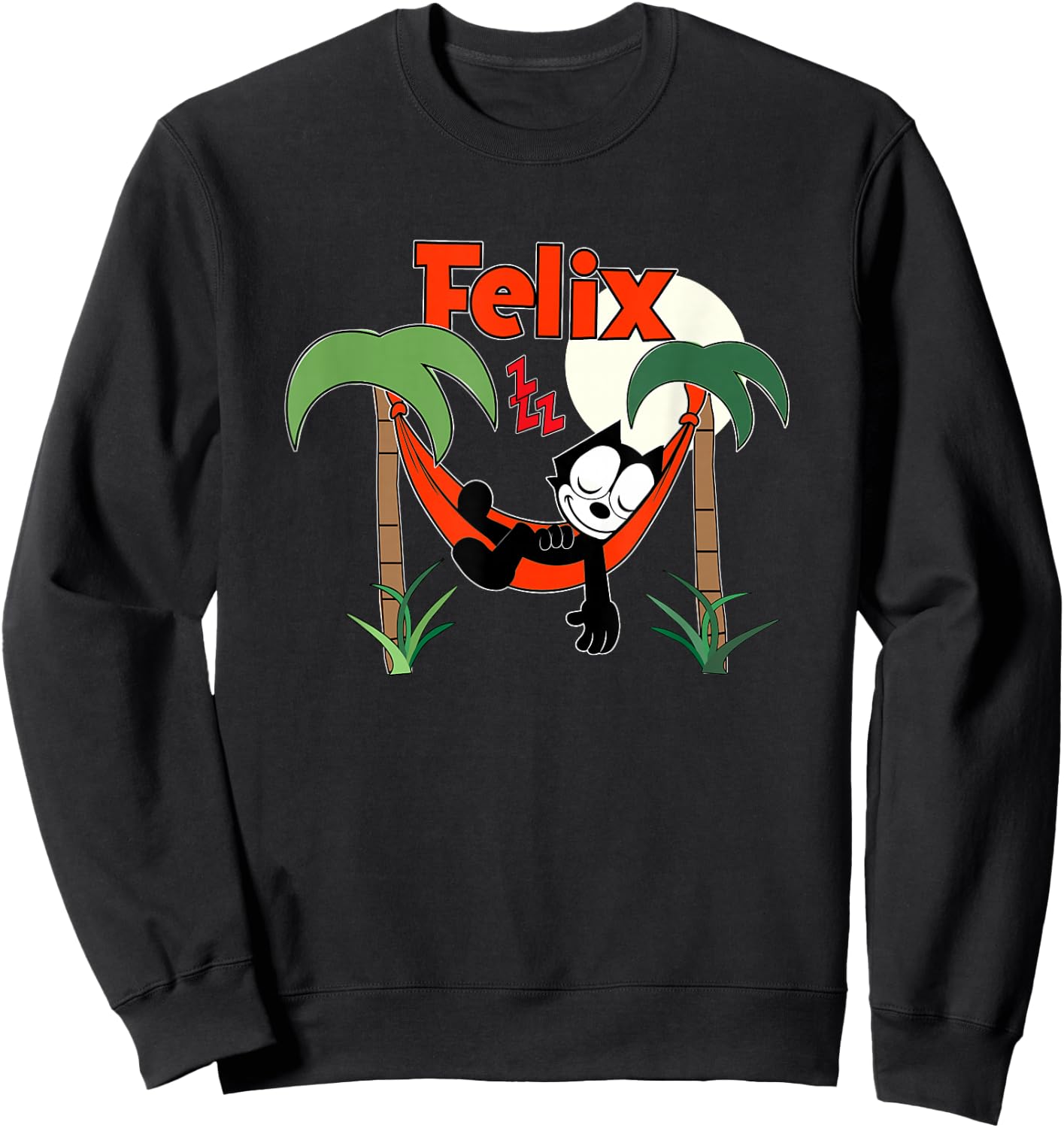 Felix Cat Naps in Hammock Vintage Cartoon Retro Sweatshirt - Sweatshirt | Black