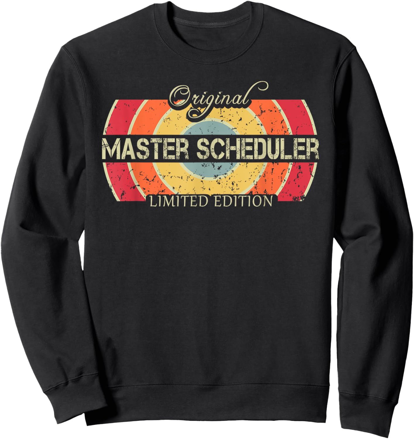 Funny Job Title Worker Retro Vintage Master Scheduler Sweatshirt - Sweatshirt | Black