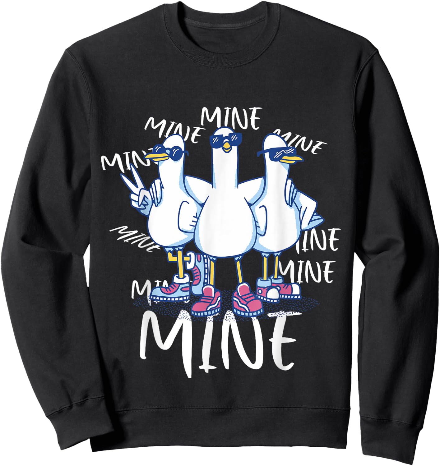 Funny Seagull Saying Mine Funny Pigeon Retro Ocean life Sweatshirt - Sweatshirt | Black