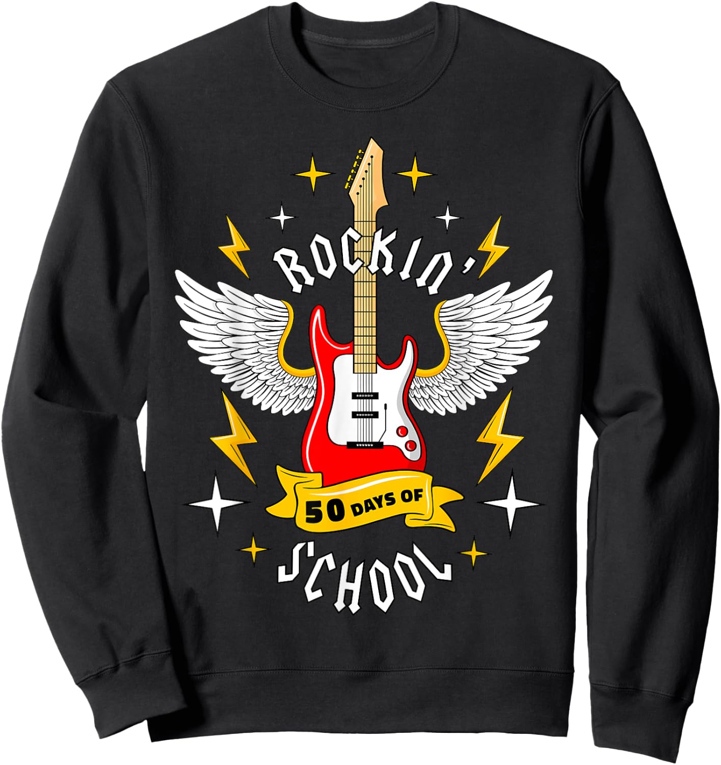 Rockin 50 Days of School 50th Day of School Teacher Student Men Women Girls Kids Sweatshirt - Sweatshirt | Black