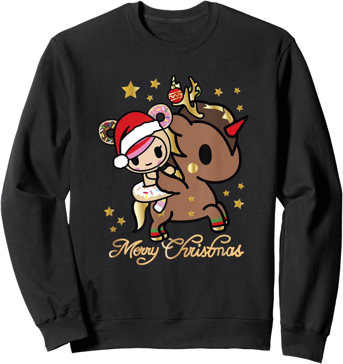 Tokidoki Christmas Merry Christmas Donutella Naughty Or Nice Sweatshirt - Sweatshirt | Black