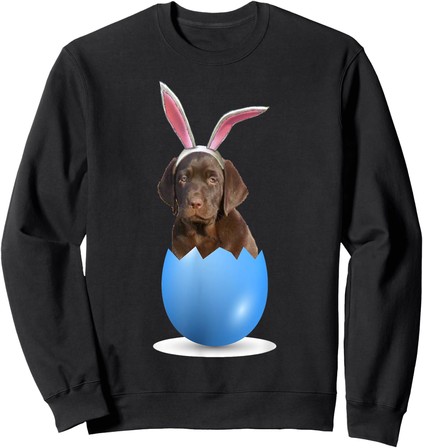 Chocolate Lab Retriever Dog Easter Bunny Egg Hunting Sunday Women Sweatshirt - Sweatshirt | Black