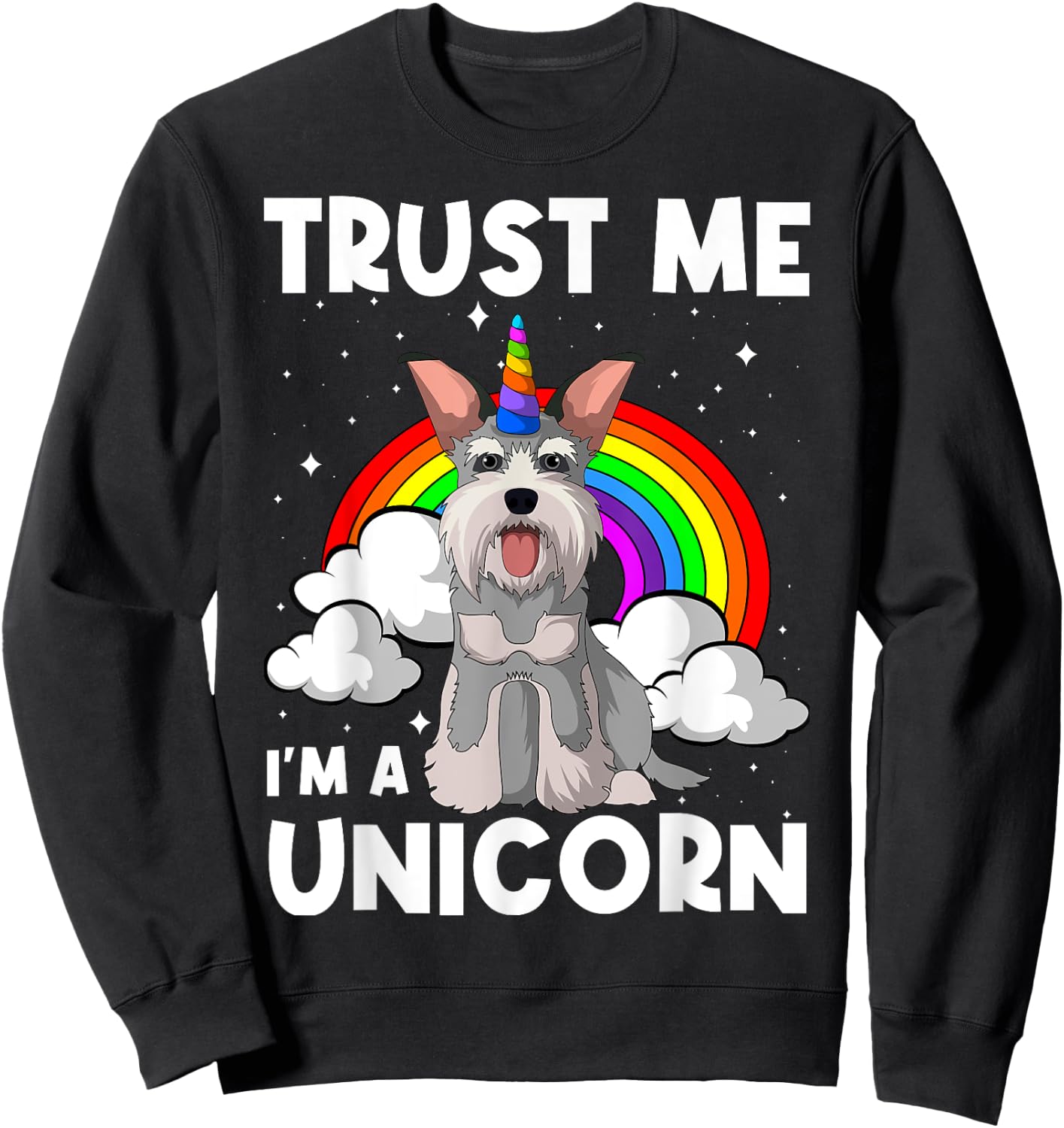 Schnauzer Unicorn Wire-Haired Pinscher Whiskered Snout Dog Men Women Girls Kids Sweatshirt - Sweatshirt | Black