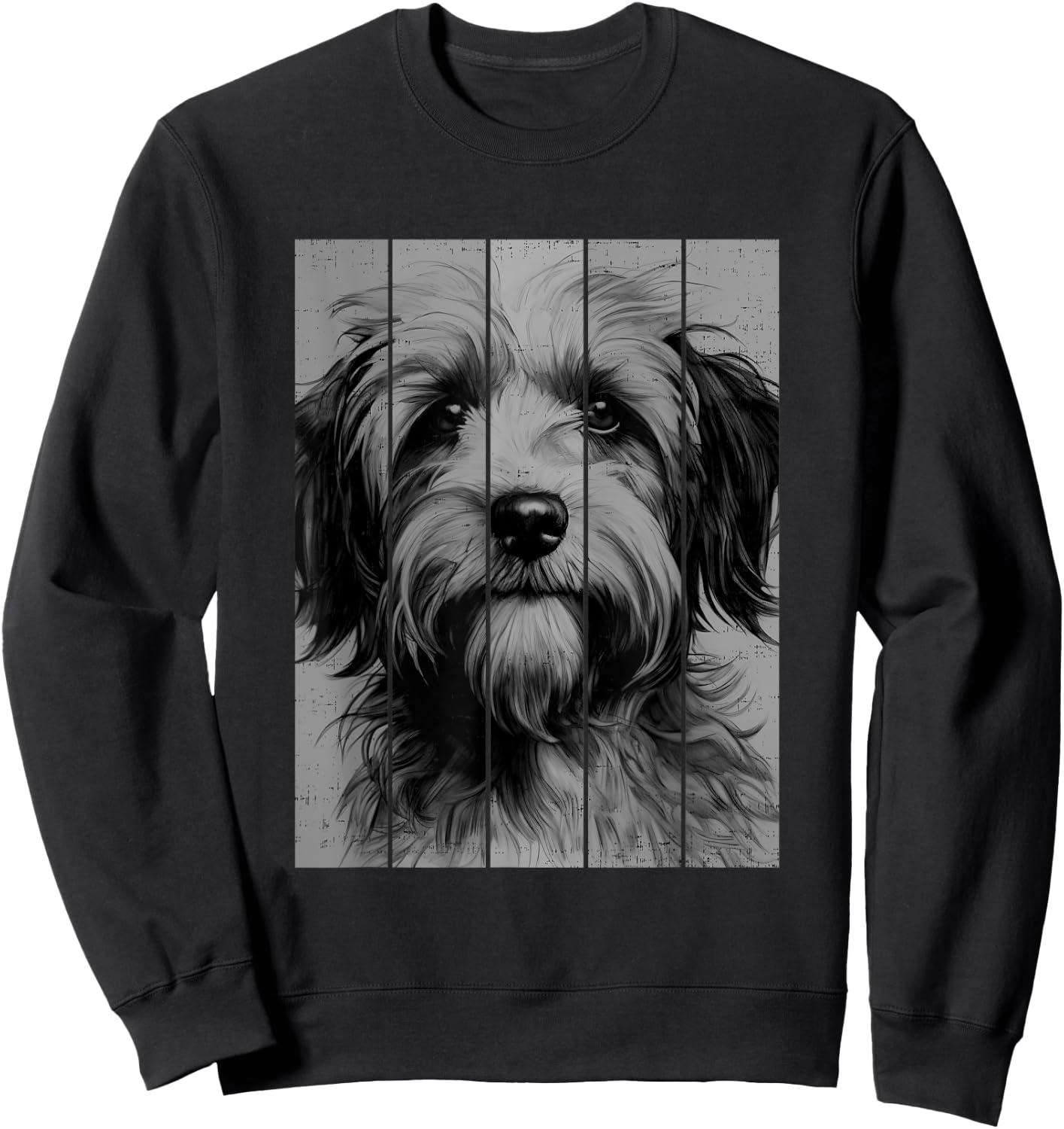 Cool Tibetan Terrier Portrait Black And White Style Sweatshirt - Sweatshirt | Black