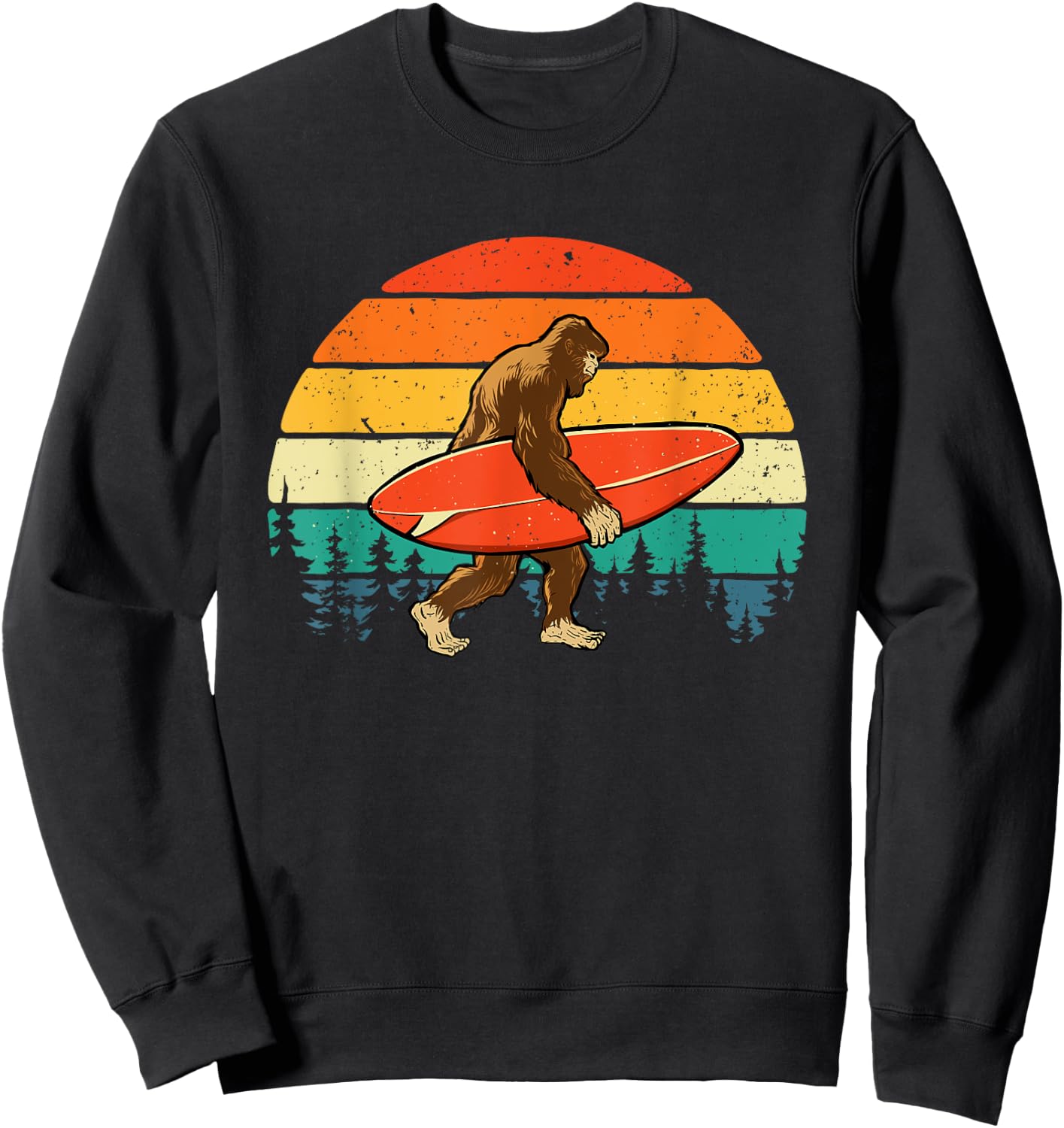 Bigfoot Surfer - Retro Surfingboard Surfing Beach Surfboard Sweatshirt - Sweatshirt | Black