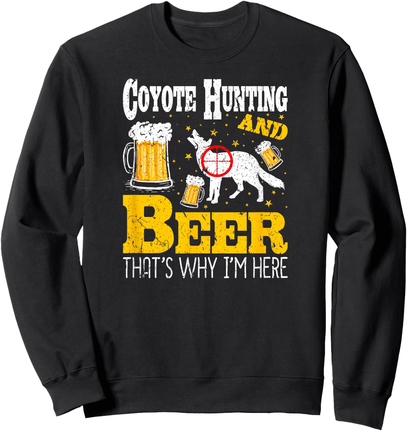 Beer Drinking Funny Coyote Hunting Sweatshirt - Sweatshirt | Black