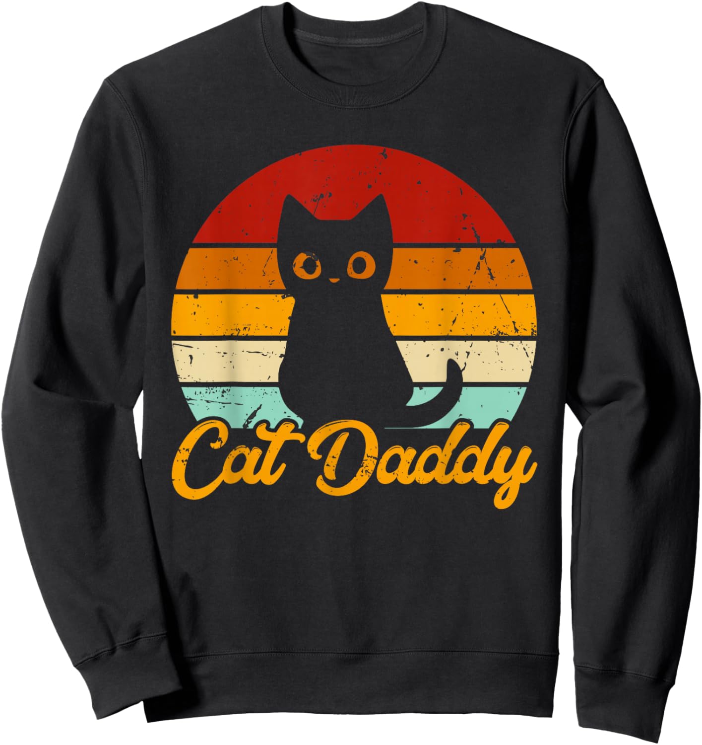 Cat Daddy - Vintage Eighties Style Cat Retro Distressed Cat Sweatshirt - Sweatshirt | Black