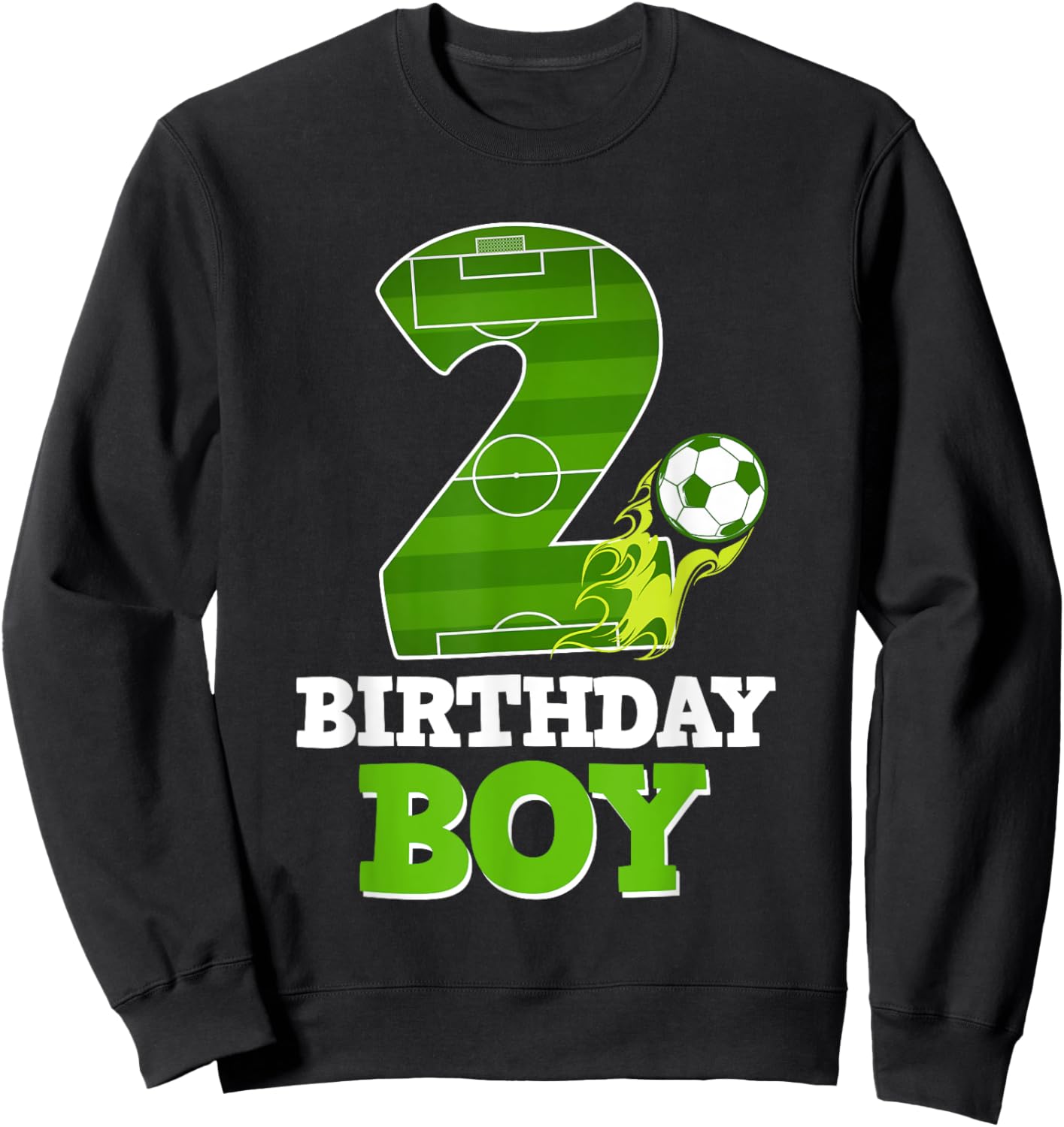 Happy 2nd Birthday Boy Soccer Lover 2 Yrs Old B-day Sweatshirt - Sweatshirt | Black