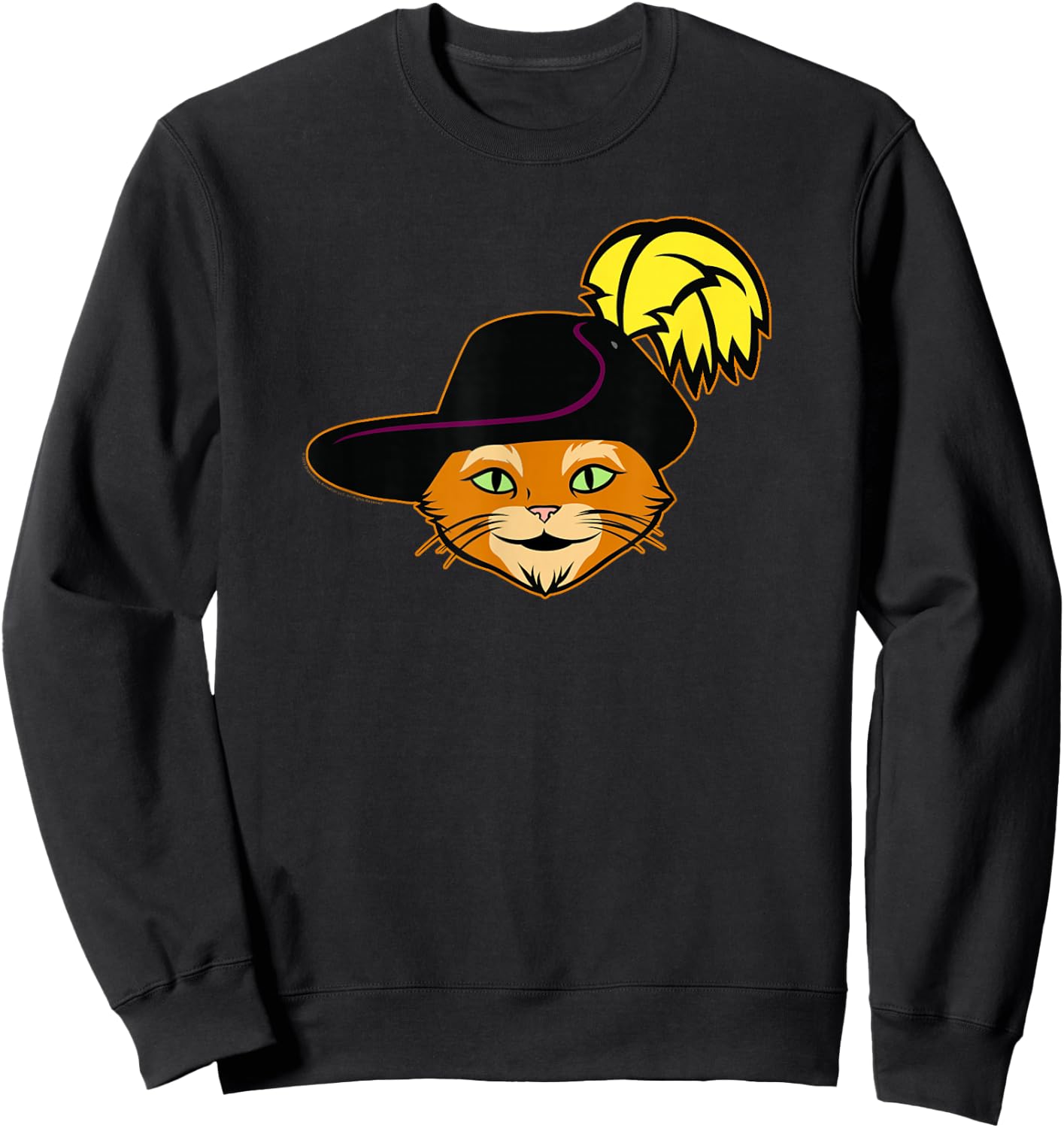 Shrek Puss in Boots Big Face Silhouette Sweatshirt - Sweatshirt | Black
