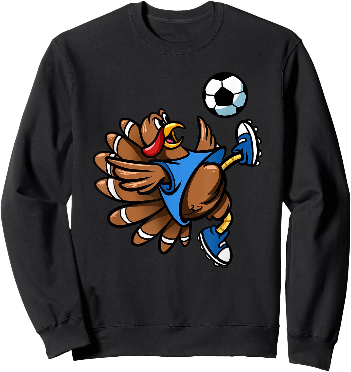 Bicycle Kick Turkey Men Boys Thanksgiving Soccer Sweatshirt - Sweatshirt | Black