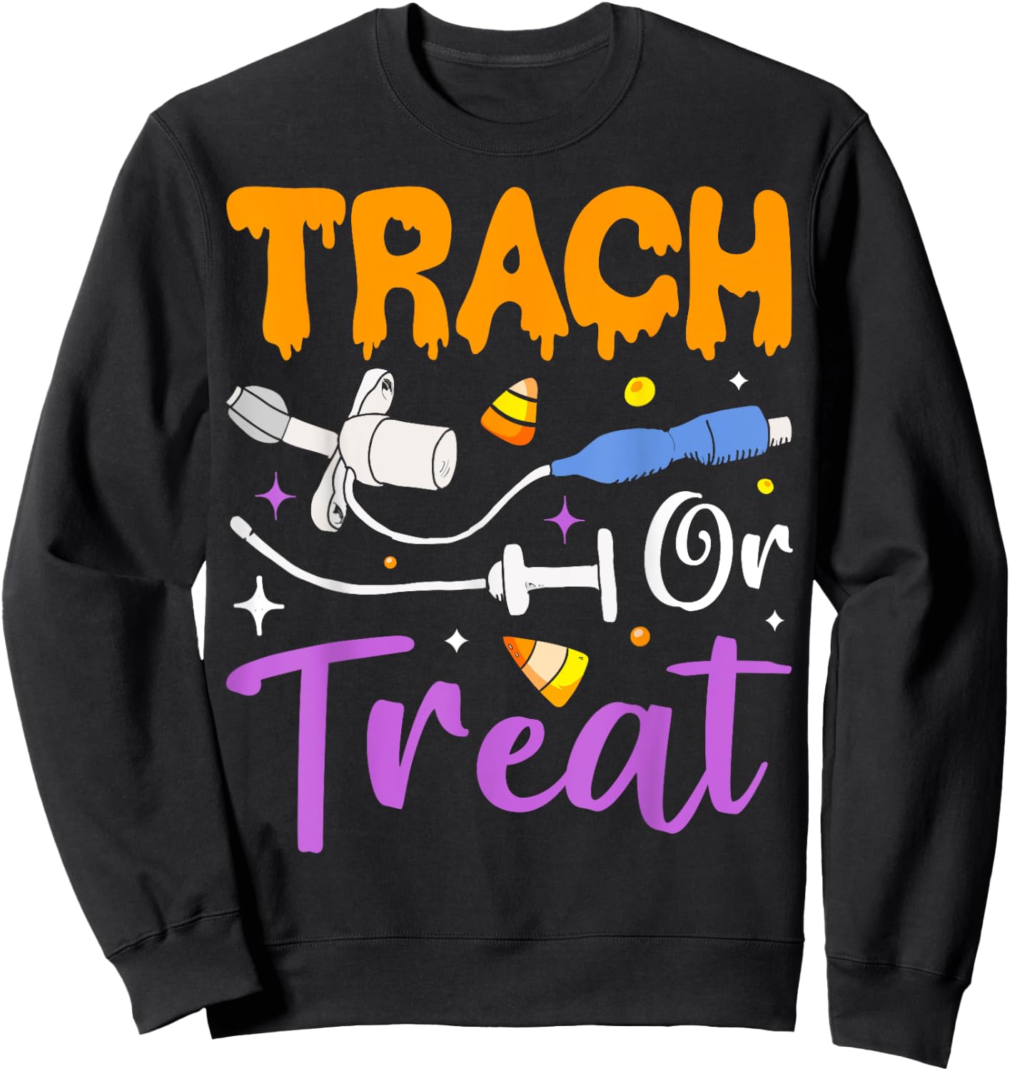 Halloween Lung Doctor Trach or Treat Respiratory Therapist Sweatshirt - Sweatshirt | Black