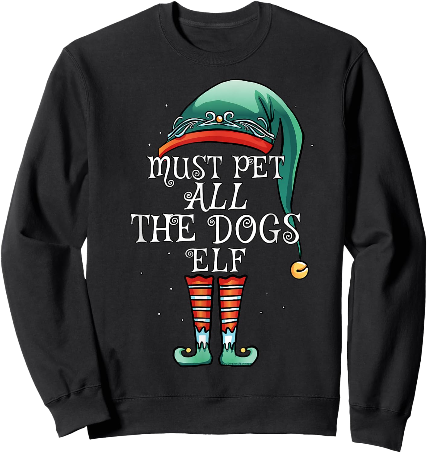 The Must Pet ALL the Dogs Elf Matching Family Christmas Sweatshirt - Sweatshirt | Black