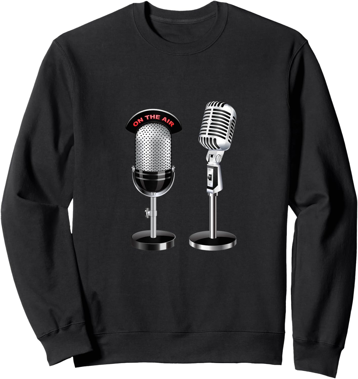Retro Vintage Music Singer Old School Microphone Sweatshirt - Sweatshirt | Black