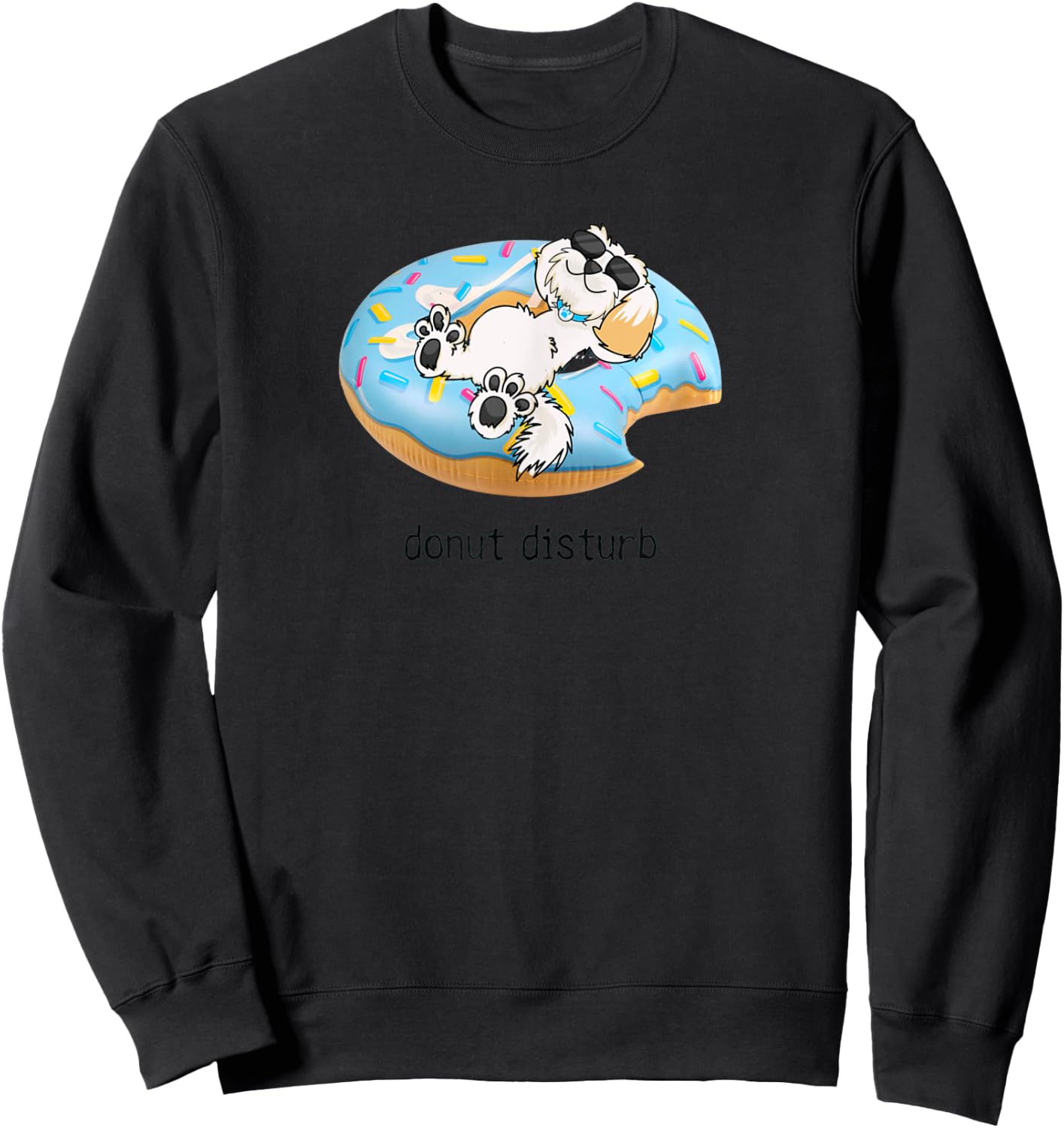 Donut Disturb Funny Dog Pool Float Pun Pet Owners Dog Love Women Kids Sweatshirt - Sweatshirt | Black