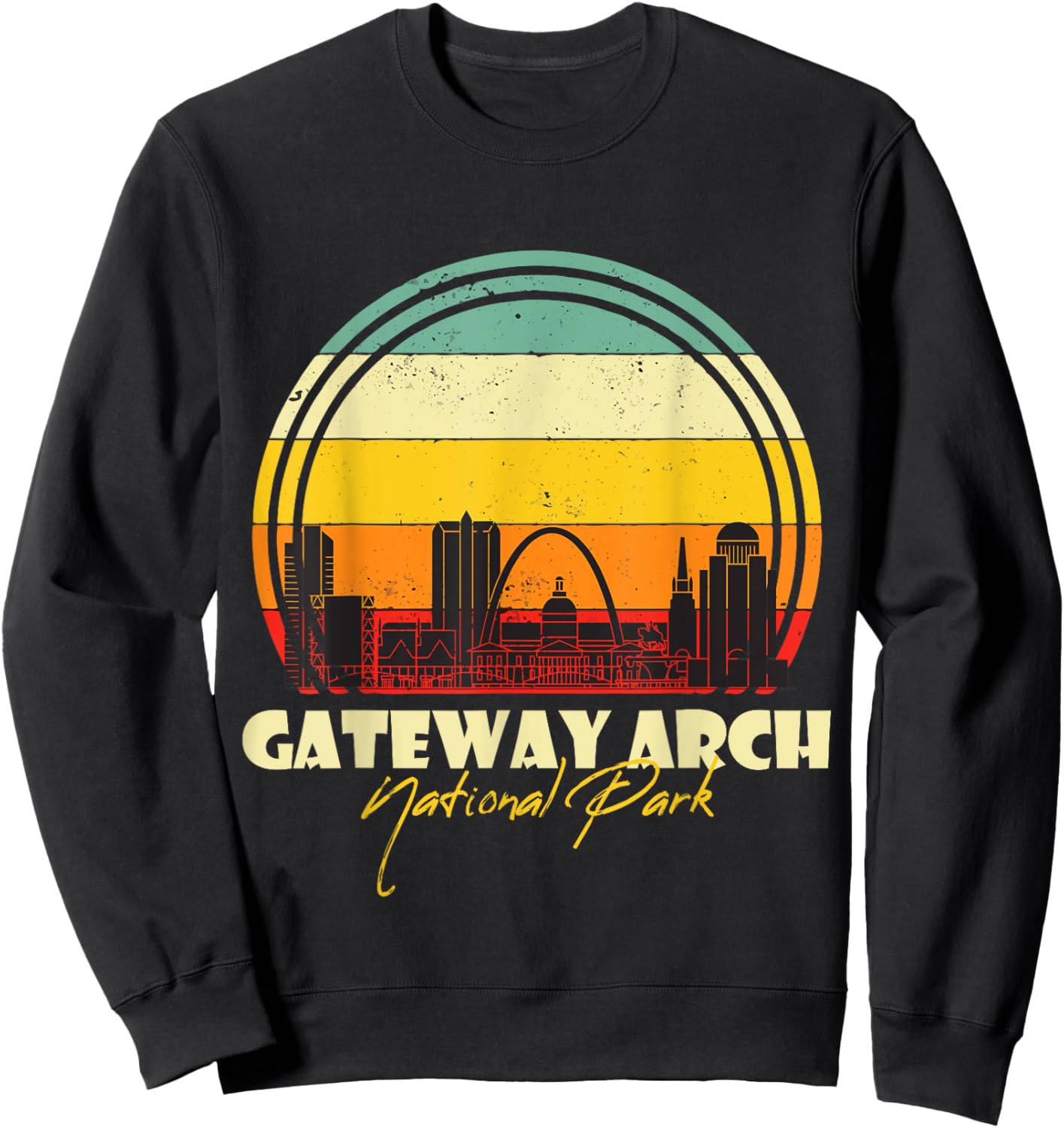 Gateway Arch Retro St Louis National Park Missouri Souvenir Sweatshirt - Sweatshirt | Black