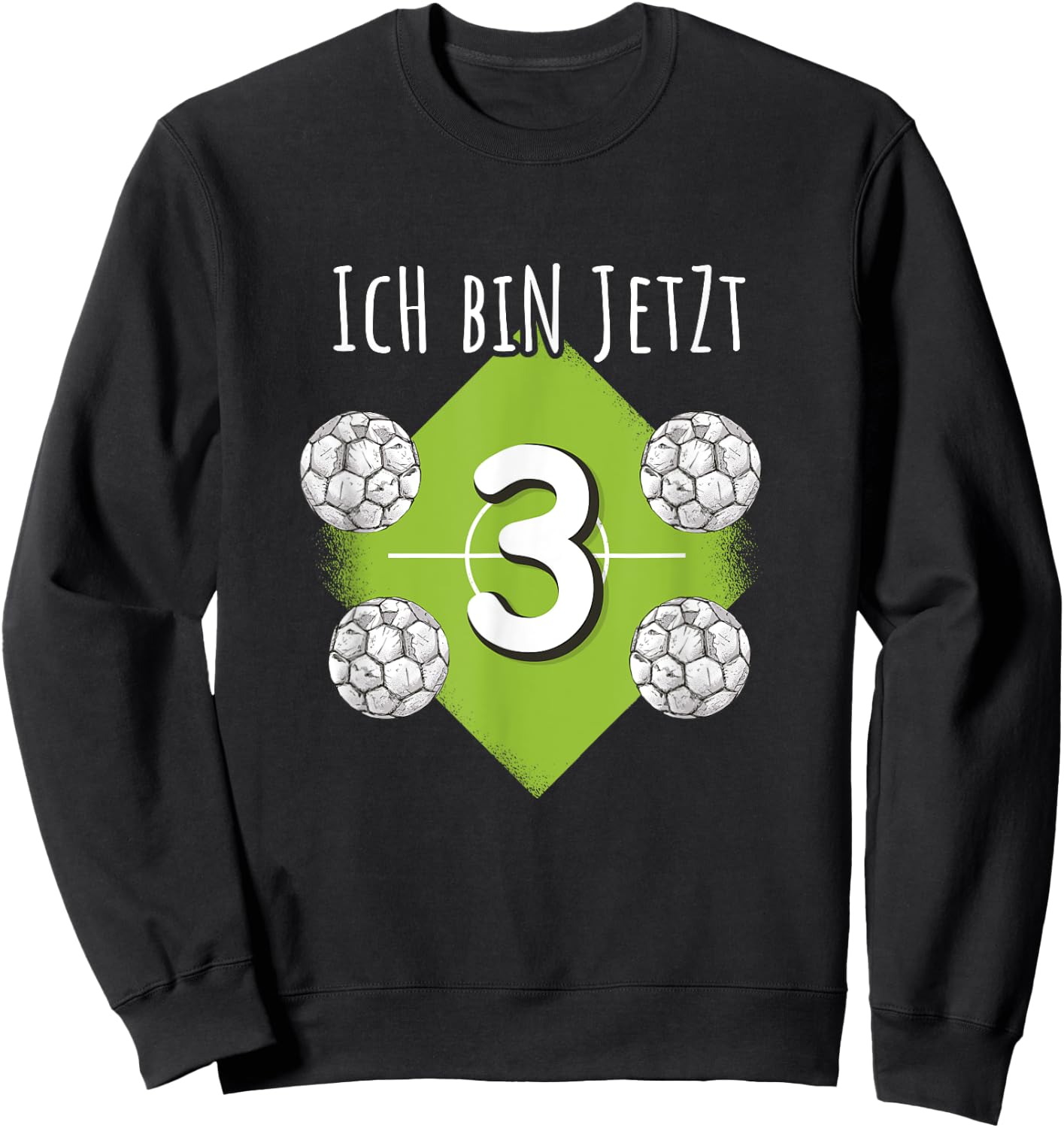 Ich bin 3 Junge Fussball 3rd Children's Birthday Football Sweatshirt - Sweatshirt | Black
