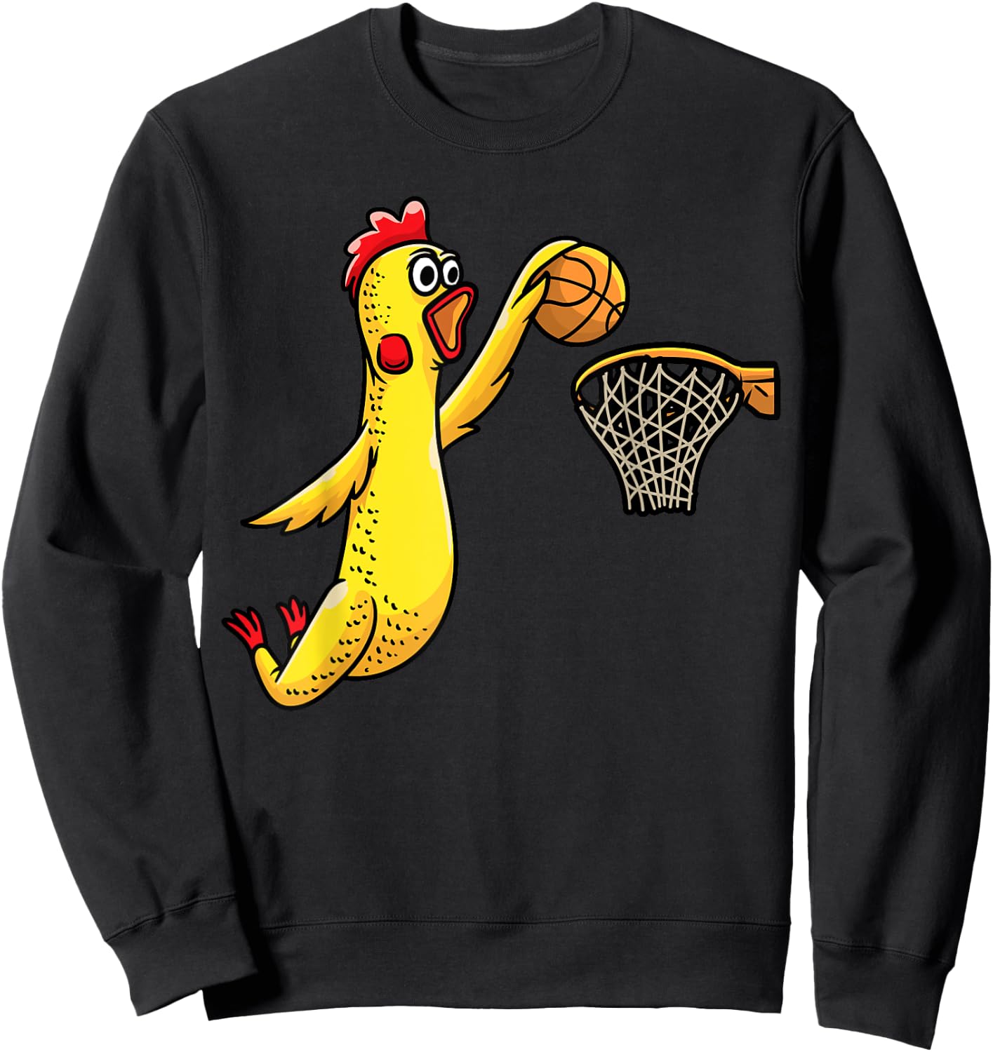 Funny Rubber Chicken Playing Basketball Player Sports Sweatshirt - Sweatshirt | Black