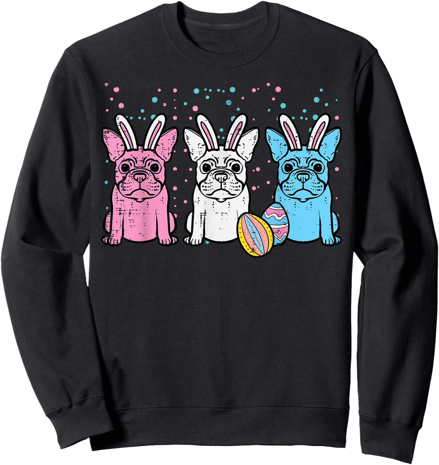 Easter Bunny French Bulldogs Frenchie Dogs Men Women Kids Sweatshirt - Sweatshirt | Black
