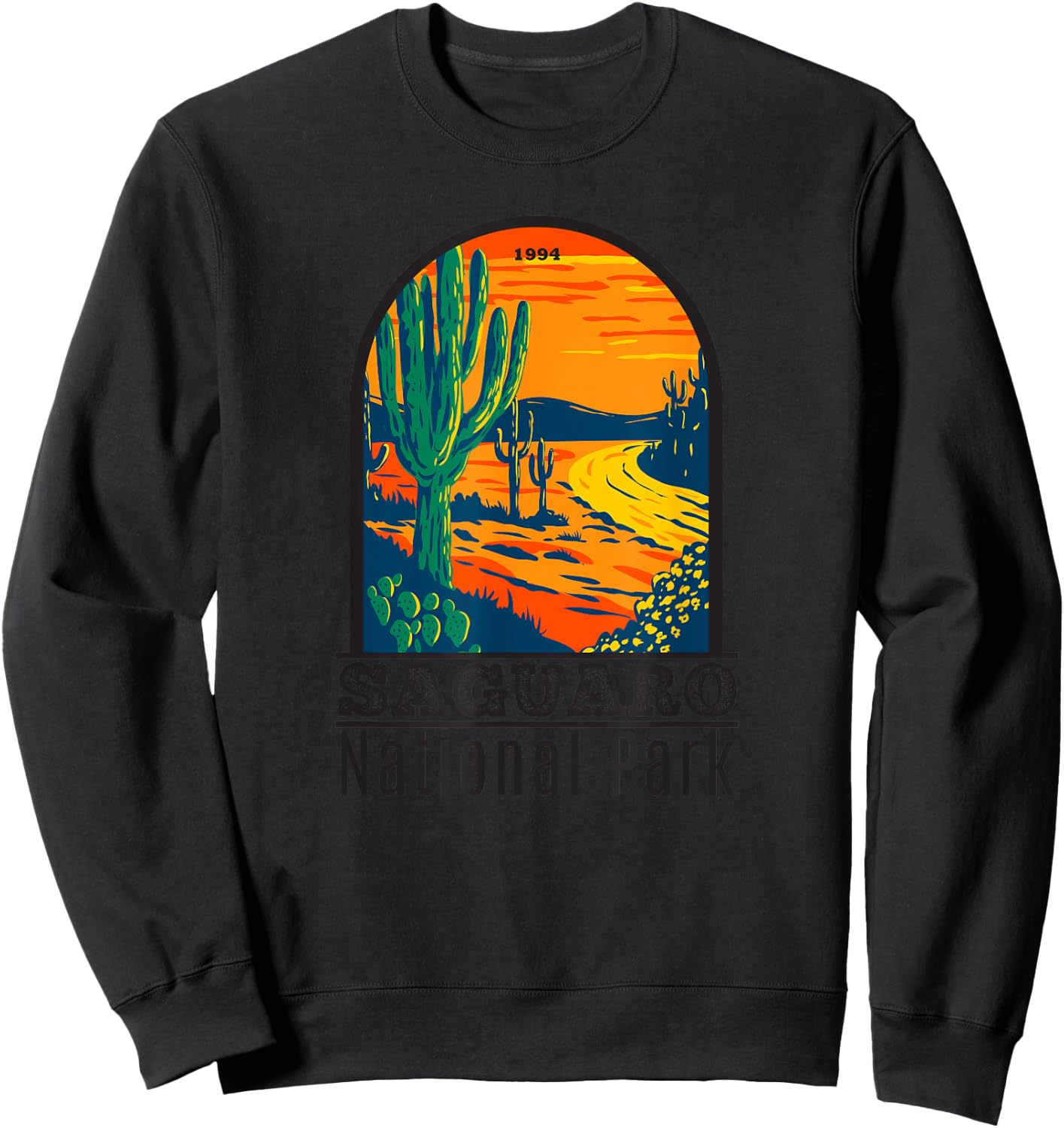 Saguaro National Park Vintage Cactus Sweatshirt - Sweatshirt | Black
