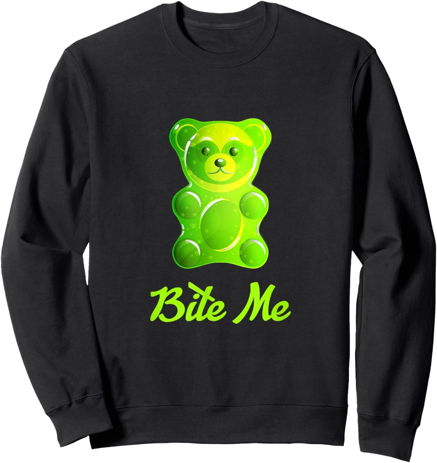 Cool Bite Me Colorful Gummy Bear Candy Illustration Graphic Sweatshirt - Sweatshirt | Black