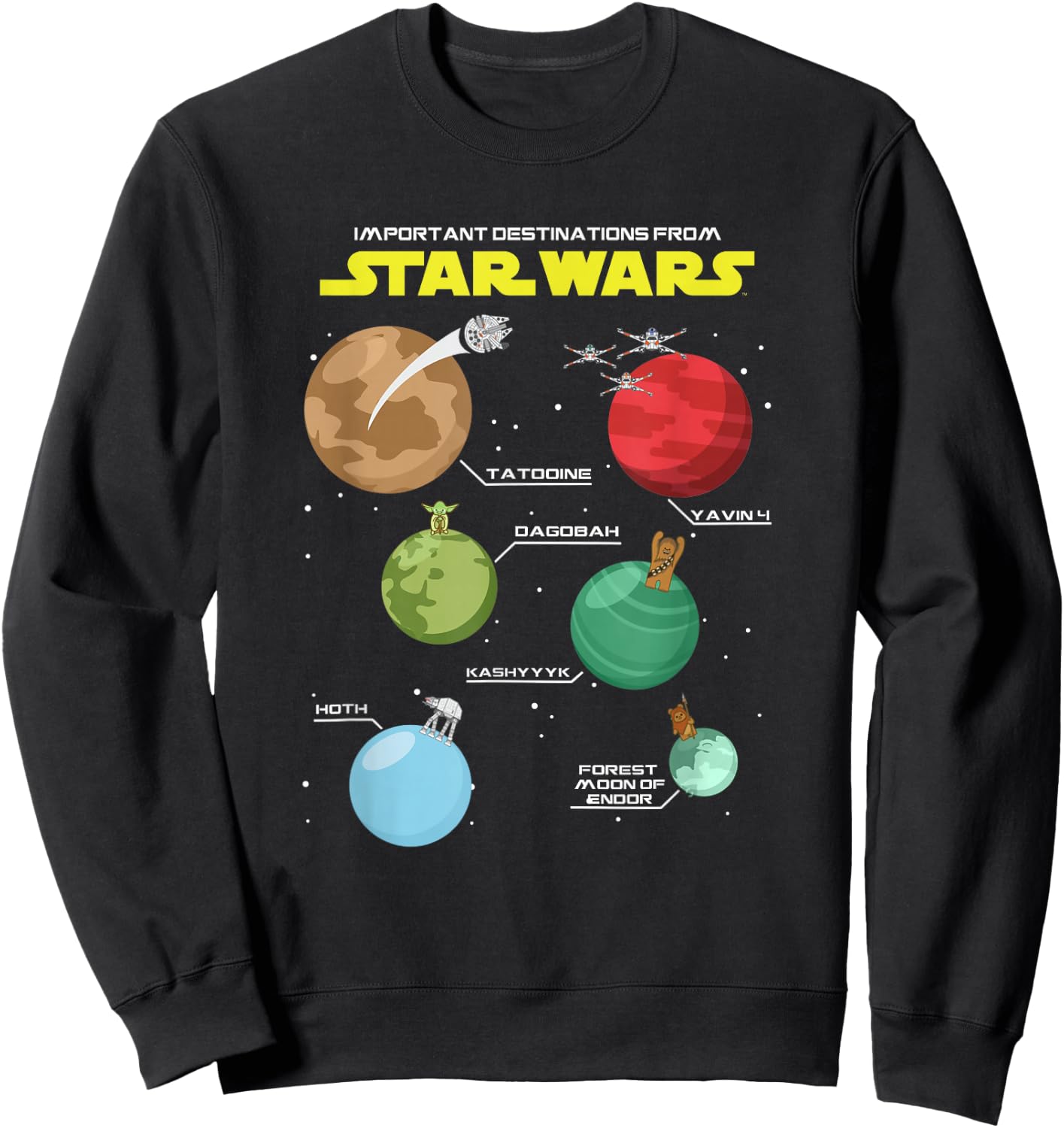 Star Wars Classic Important Destinations Planet Travel Icons Sweatshirt - Sweatshirt | Black