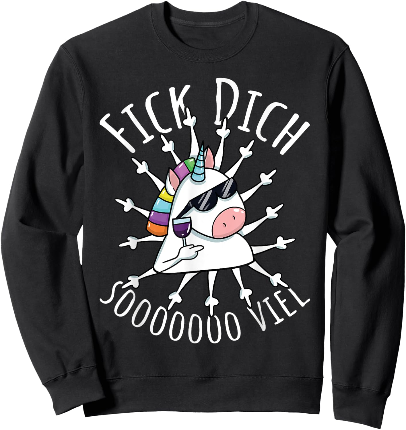 Fick Dich So Much | Evil Misanthrop Unicorn | Sarcasm Sweatshirt - Sweatshirt | Black
