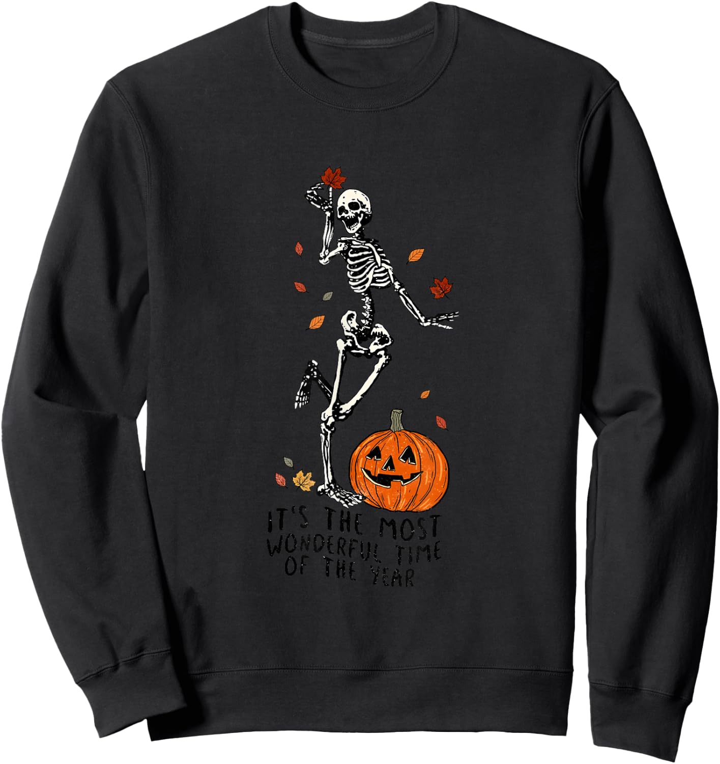 It's The Most Wonderful Time Of The Year Skeleton Halloween Sweatshirt - Sweatshirt | Black