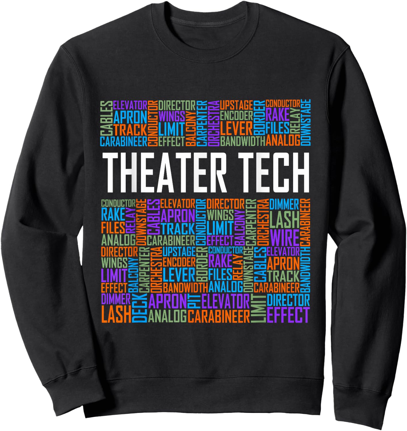 Theater Tech Heart Theatre Technician Crew Designs Black Small Sweatshirt - Sweatshirt | Black
