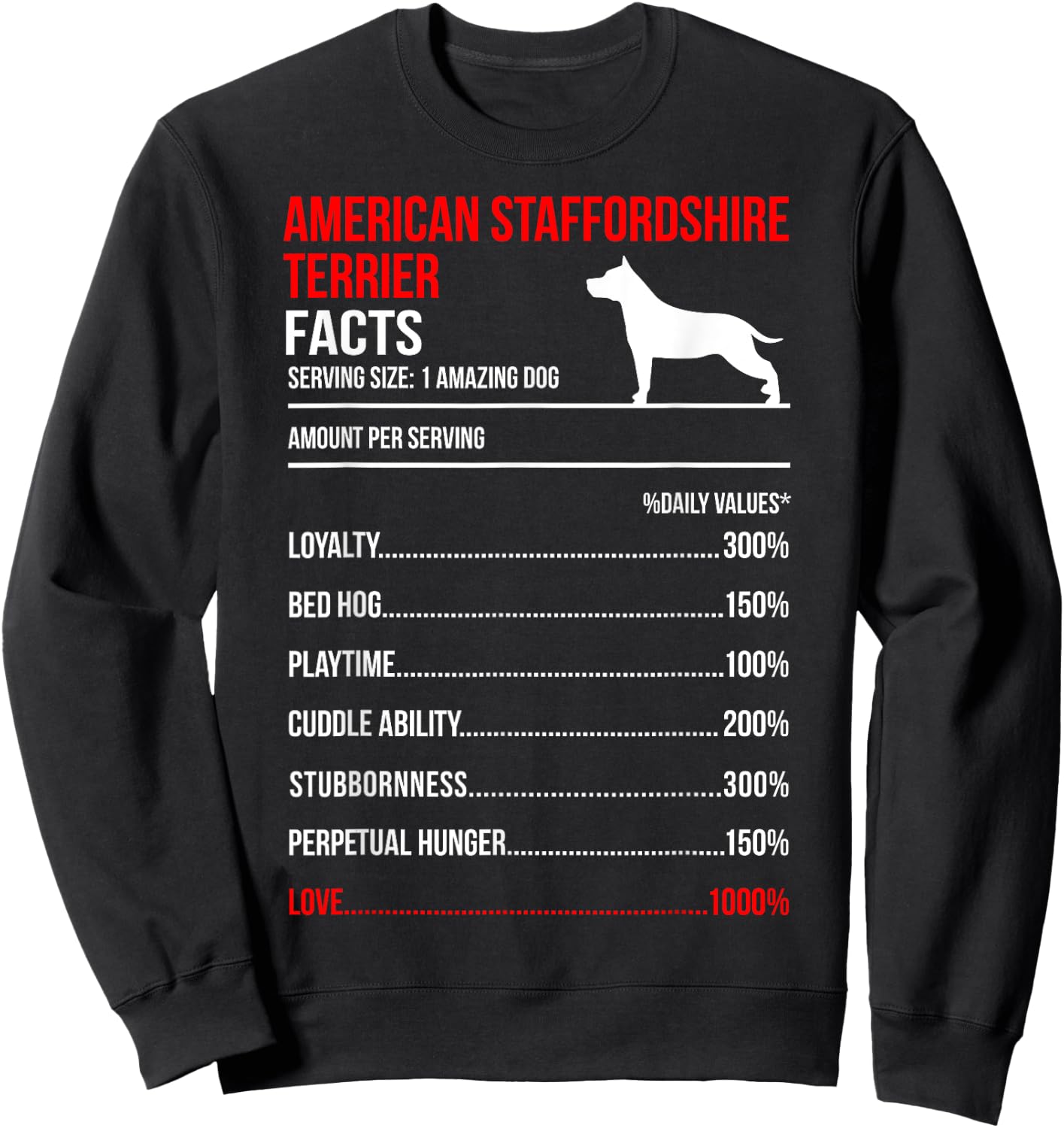 AMERICAN STAFFORDSHIRE TERRIER Facts Sweatshirt - Sweatshirt | Black